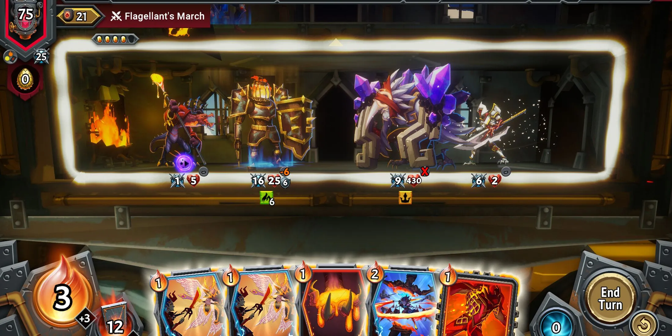 Giao diện gameplay thẻ bài của Monster Train 2, nơi người chơi xây dựng bộ bài mạnh mẽ
