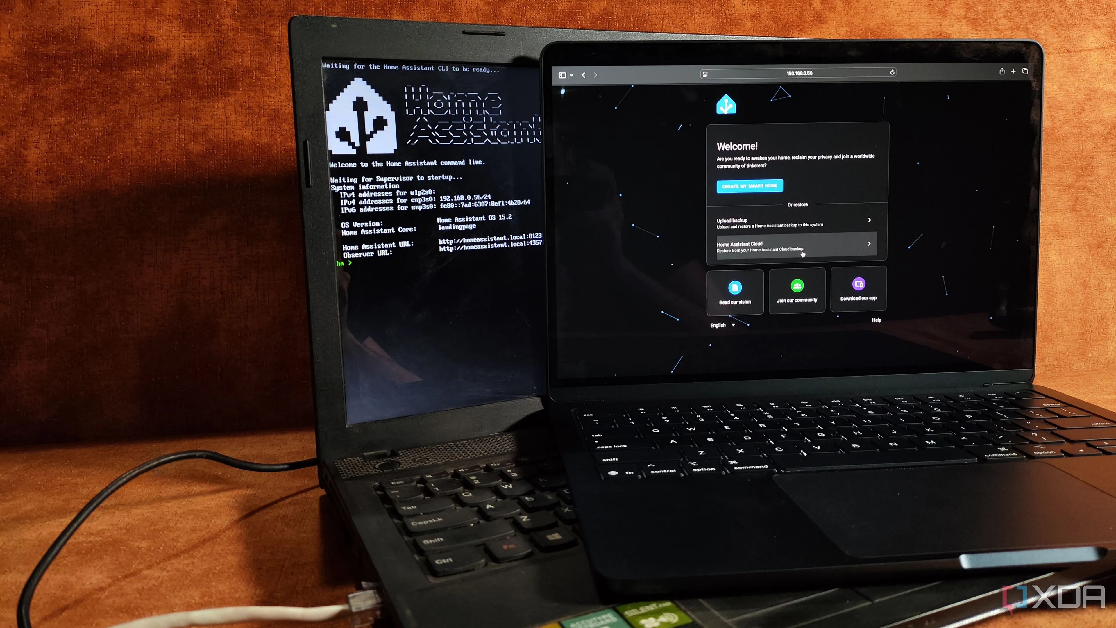 Giao diện Home Assistant đang hoạt động ổn định trên laptop cũ sau khi cài đặt
