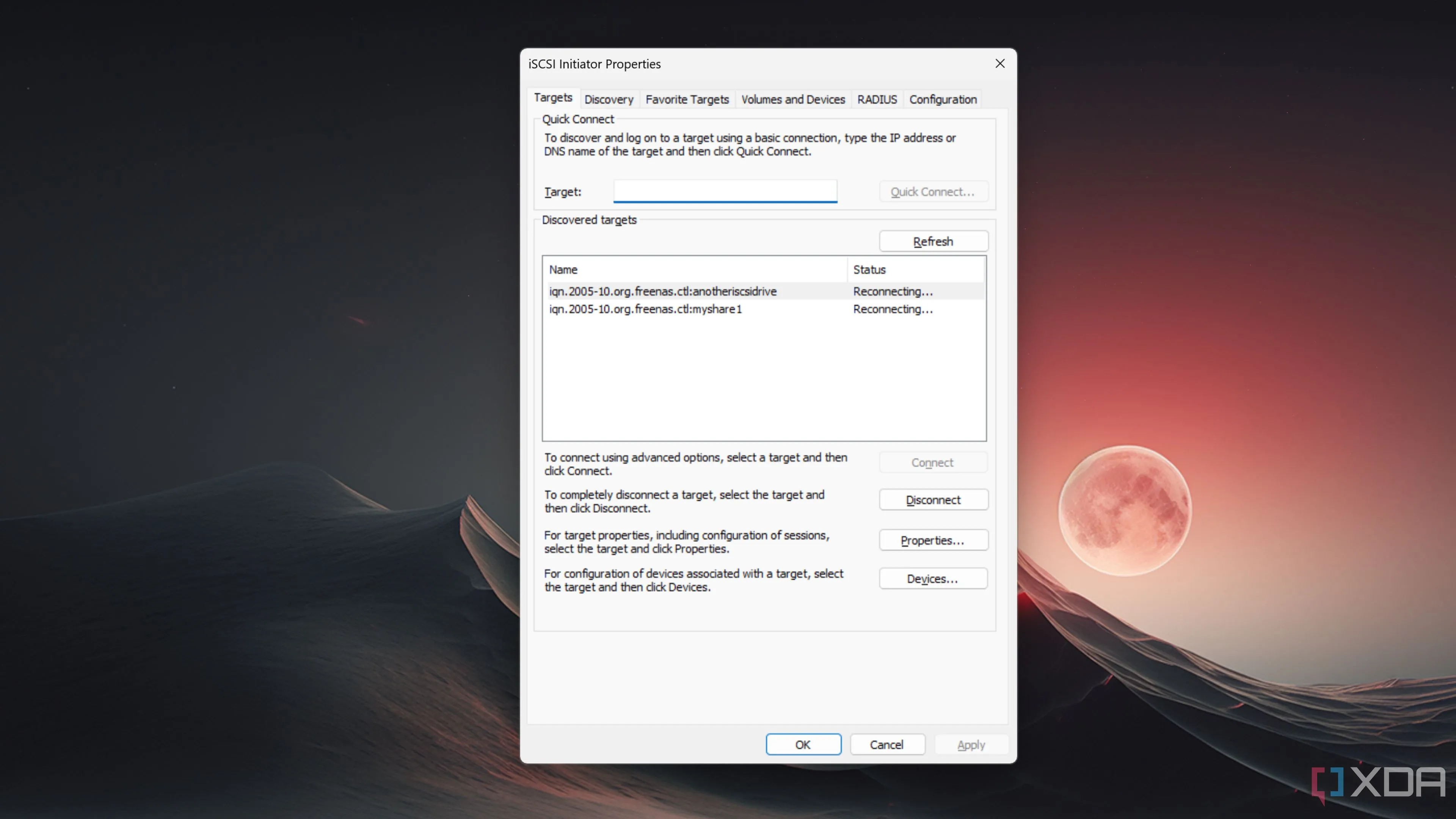 Giao diện iSCSI Initiator trên Windows 11, cài đặt để kết nối với ổ đĩa mạng iSCSI