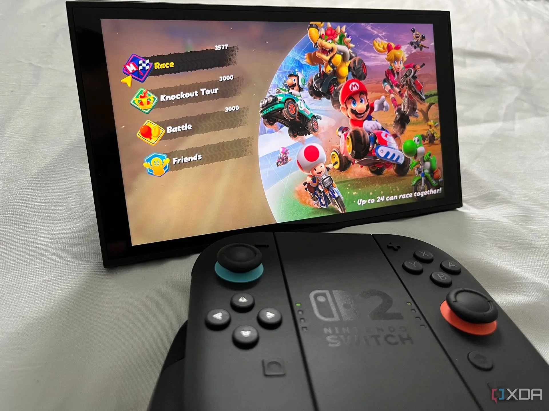Giao diện Mario Kart World online trên Nintendo Switch 2, minh họa tốc độ duyệt mượt mà