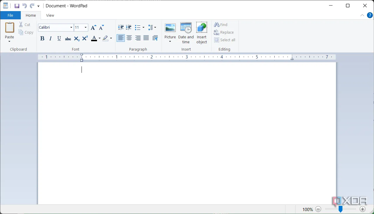 Giao diện Microsoft WordPad đang soạn thảo văn bản