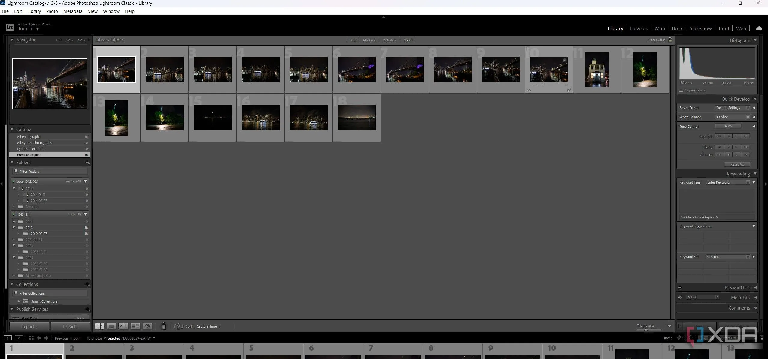 Giao diện nhập ảnh của Adobe Lightroom hiển thị ảnh xem trước dưới dạng lưới rõ ràng