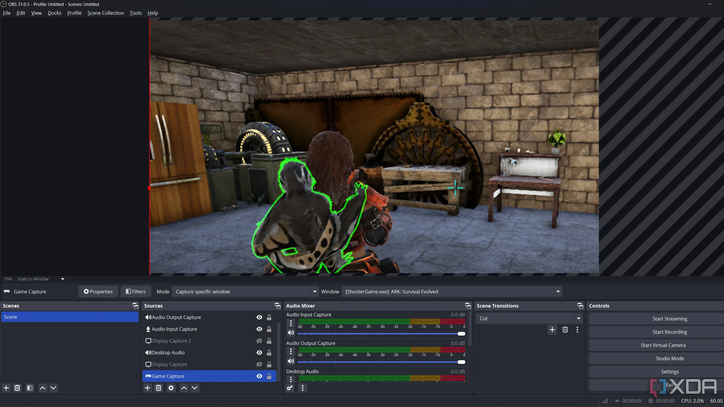 Giao diện OBS Studio đang quay màn hình chơi game