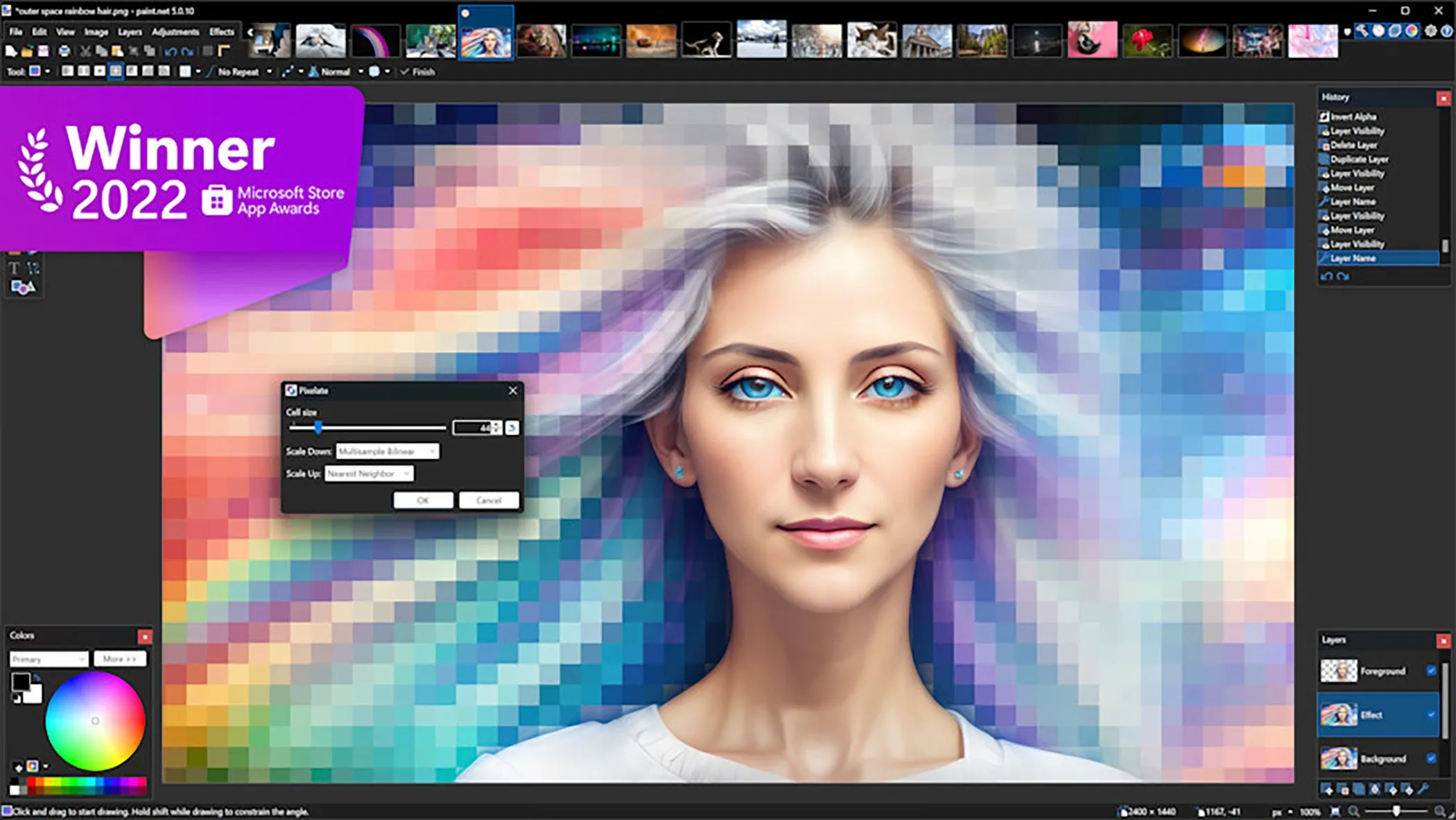 Giao diện Paint.Net thân thiện và huy hiệu chứng nhận từ Microsoft
