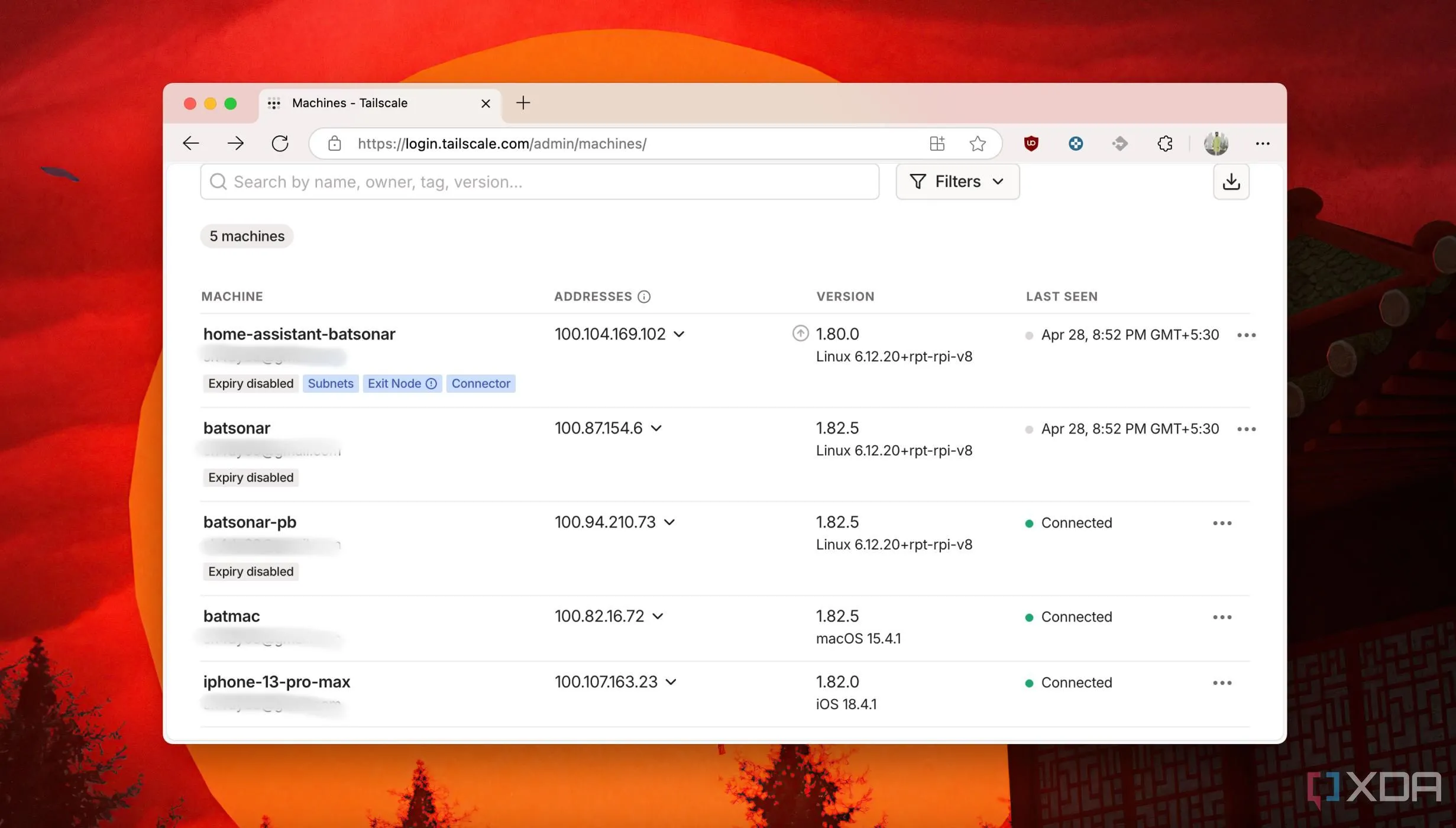 Giao diện Tailscale Dashboard hướng dẫn cách truy cập Jellyfin server từ xa an toàn qua VPN.