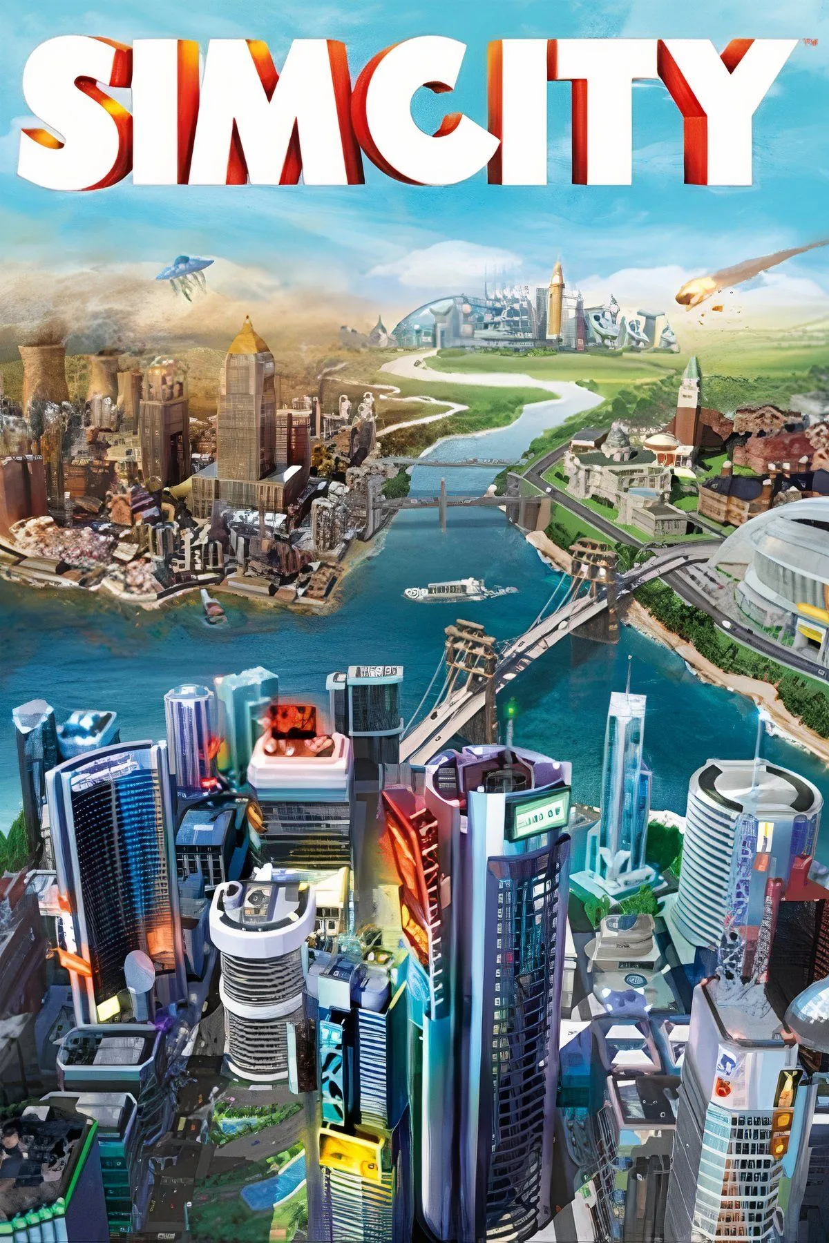 Giao diện tổng quan thành phố và các biểu tượng điều khiển trong game SimCity 2013, minh họa sự thiếu sót trong lối chơi