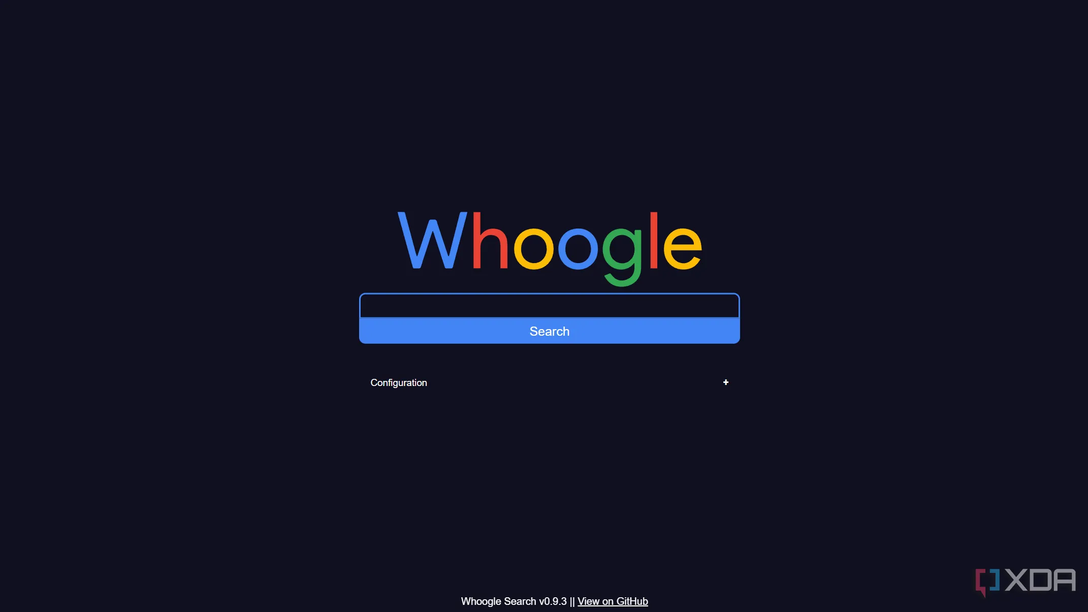 Giao diện trang tìm kiếm Whoogle với kết quả sạch, không quảng cáo, tập trung vào quyền riêng tư