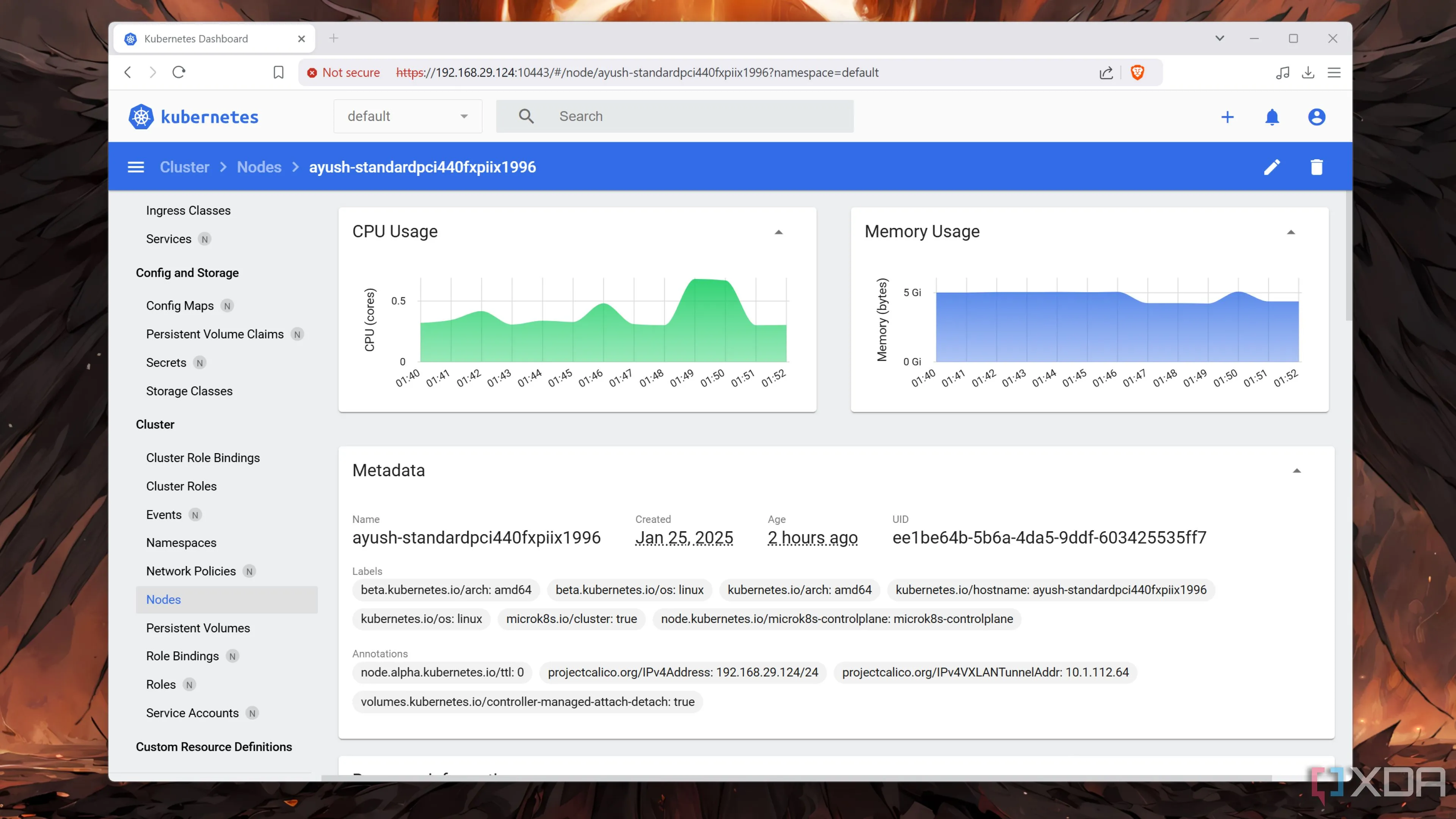 Giao diện web của một node Kubernetes