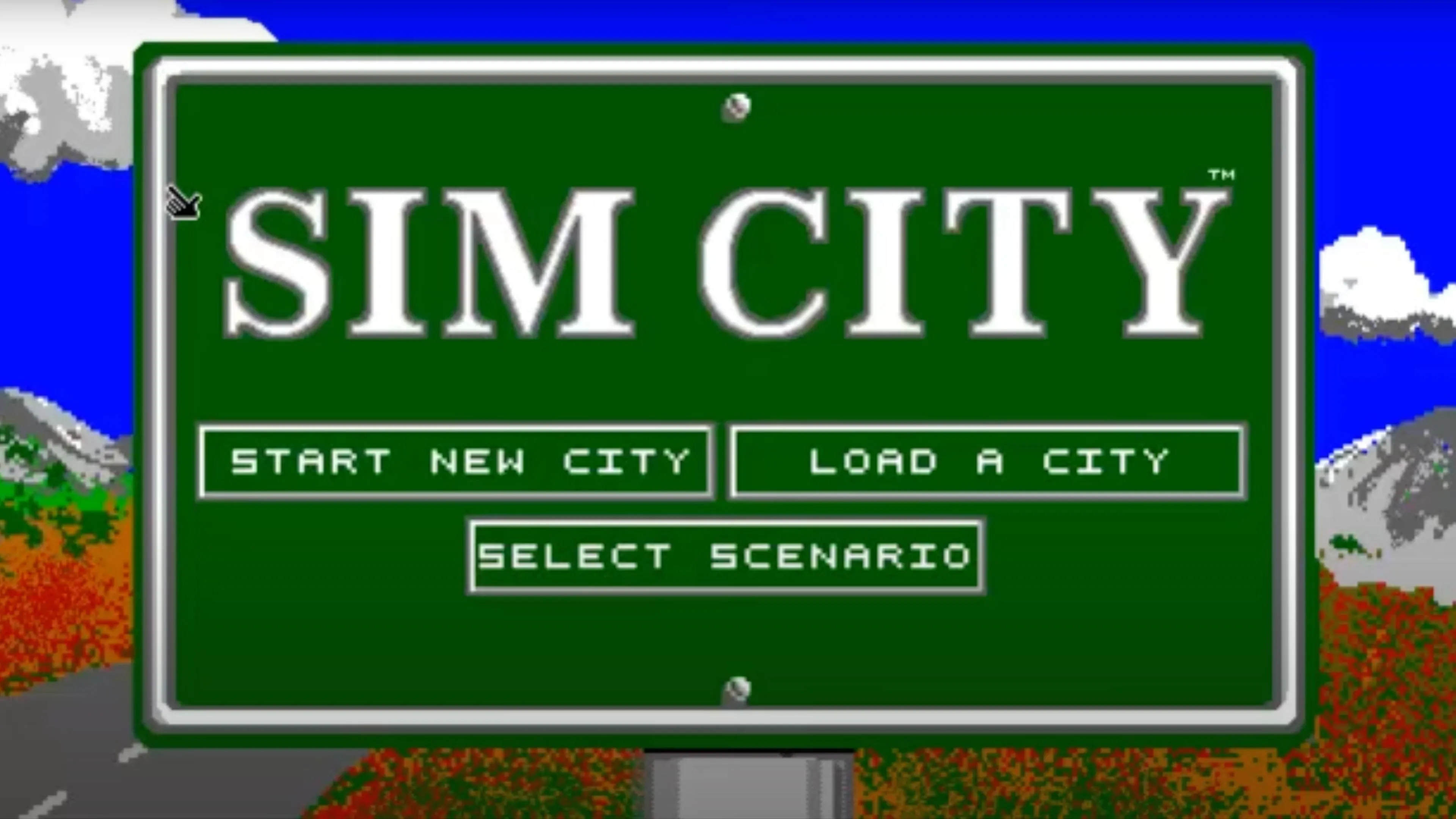 Giao diện xây dựng thành phố trong game SimCity phiên bản SNES