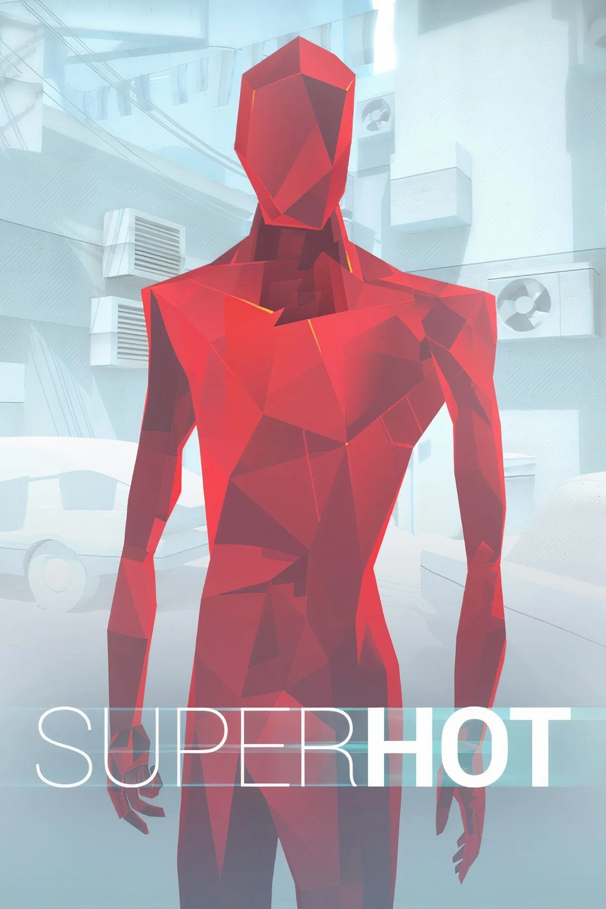 Góc nhìn thứ nhất trong game bắn súng chiến thuật Superhot với phong cách đồ họa tối giản màu đỏ trắng