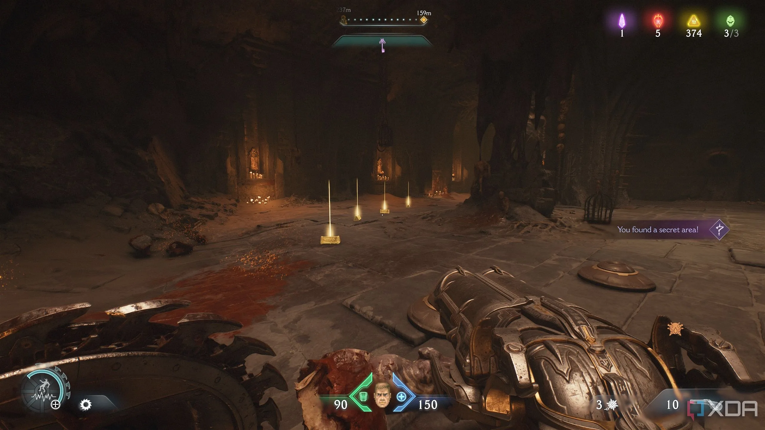 Hàng thỏi vàng dẫn vào khu vực bí mật 8 trong Doom The Dark Ages Chương 10