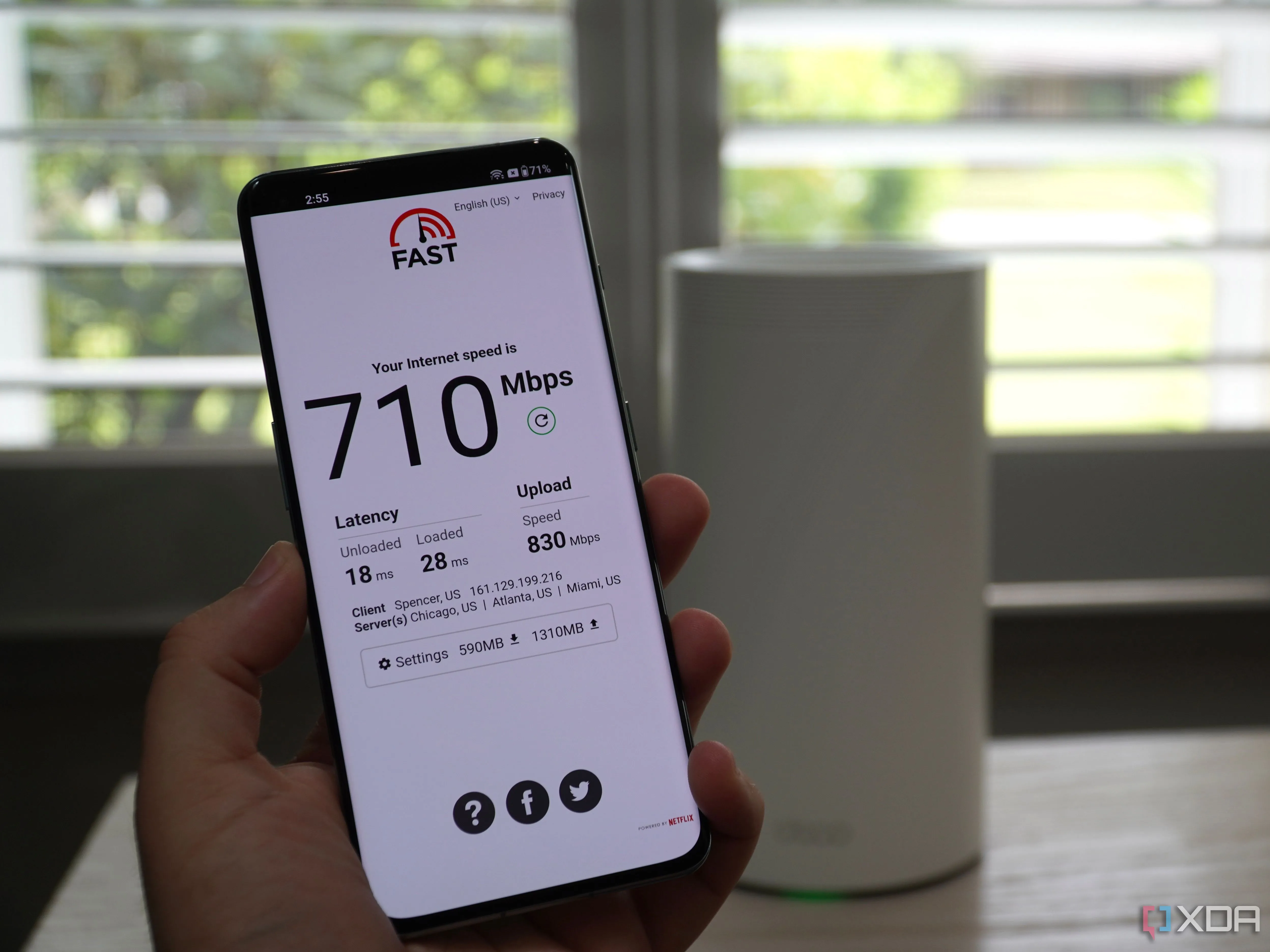 Hệ thống Wi-Fi Mesh TP-Link Deco BE85 hiển thị kết quả kiểm tra tốc độ nhanh khi xem Netflix, thể hiện hiệu suất cao và dễ dàng cài đặt