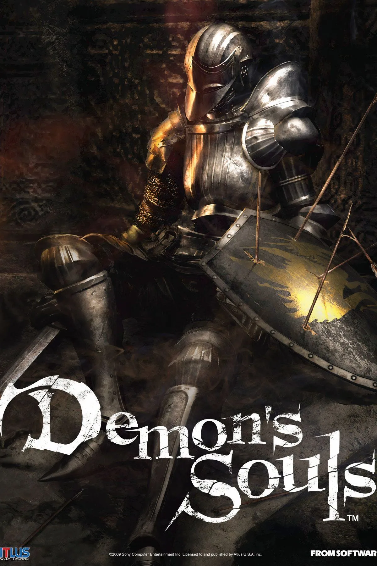 Hiệp sĩ trong bộ giáp nặng đối mặt với quỷ dữ trong Demon's Souls