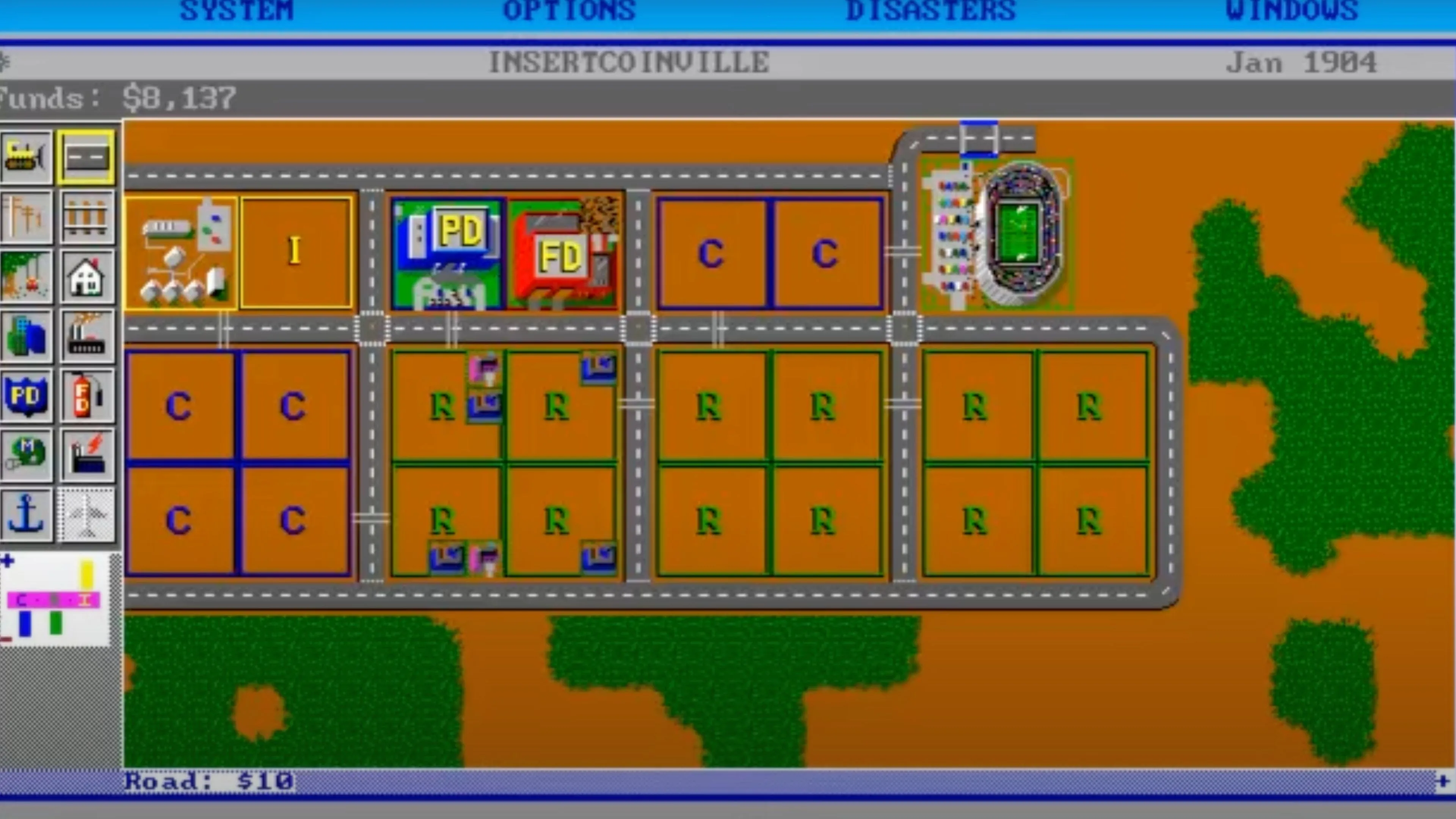 Hình ảnh bản đồ và các khu vực phát triển trong SimCity
