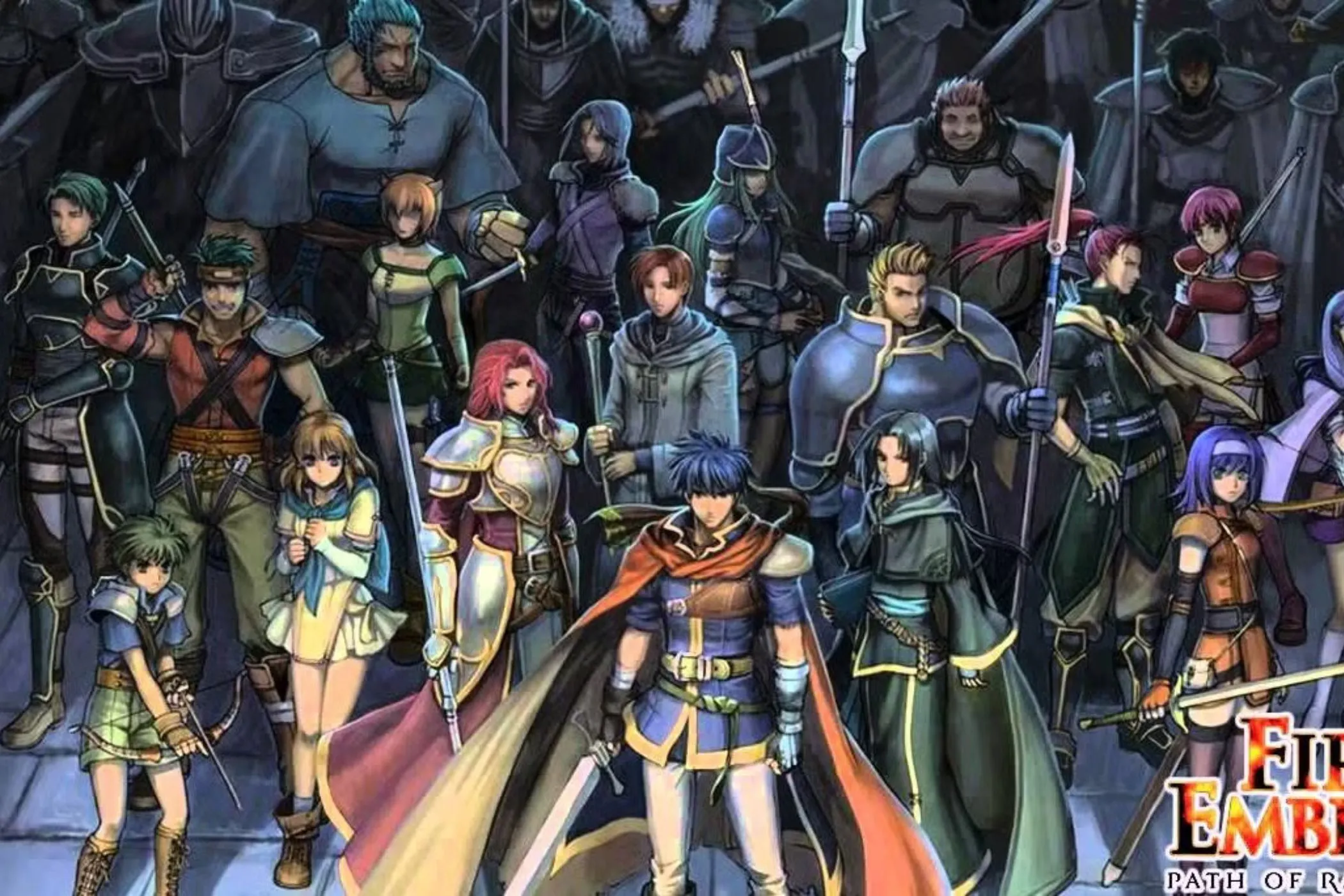 Hình ảnh bìa game Fire Emblem Path of Radiance nổi bật với dàn nhân vật chính