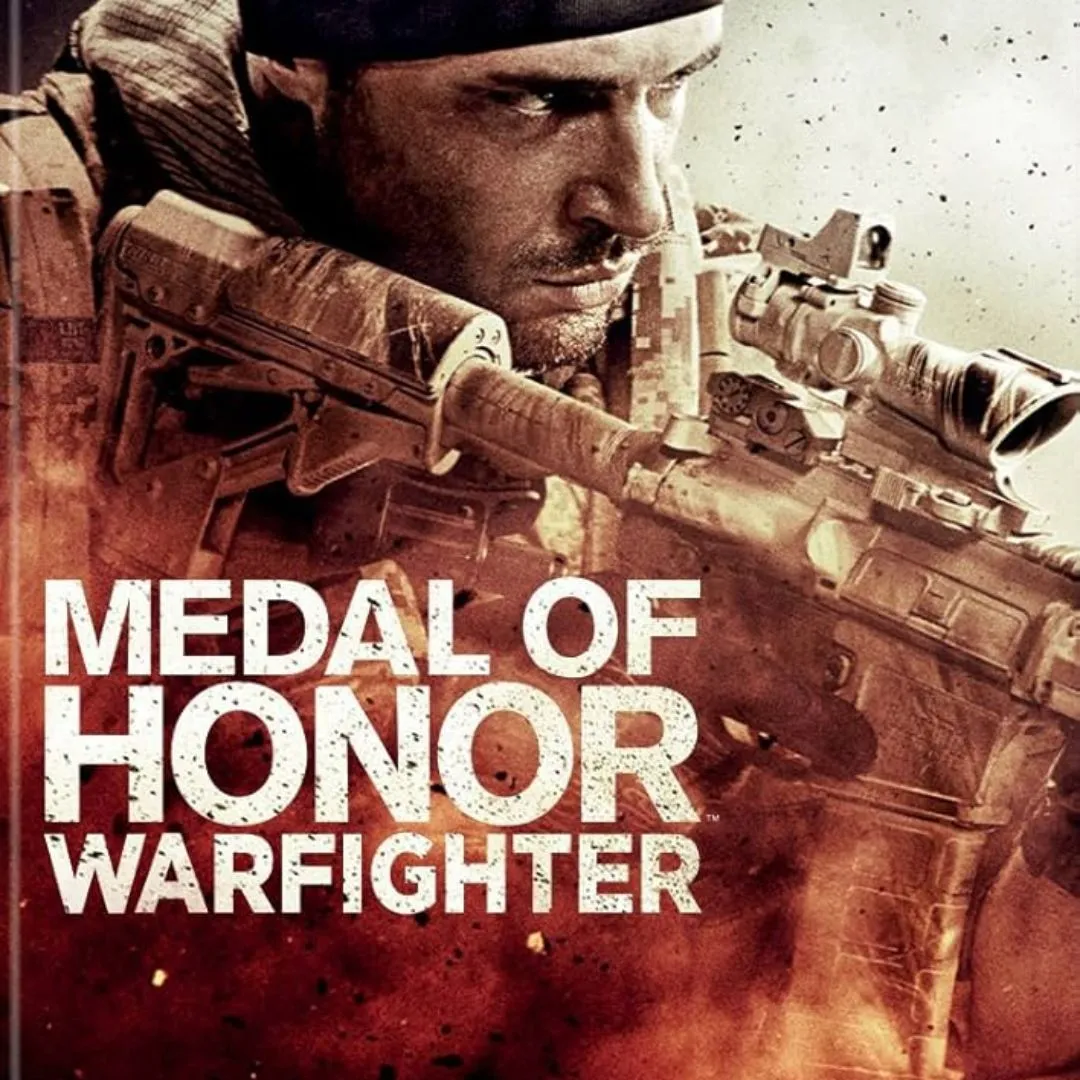 Hình ảnh bìa game Medal of Honor: Warfighter thể hiện bối cảnh chiến tranh hiện đại và binh lính trong nhiệm vụ.