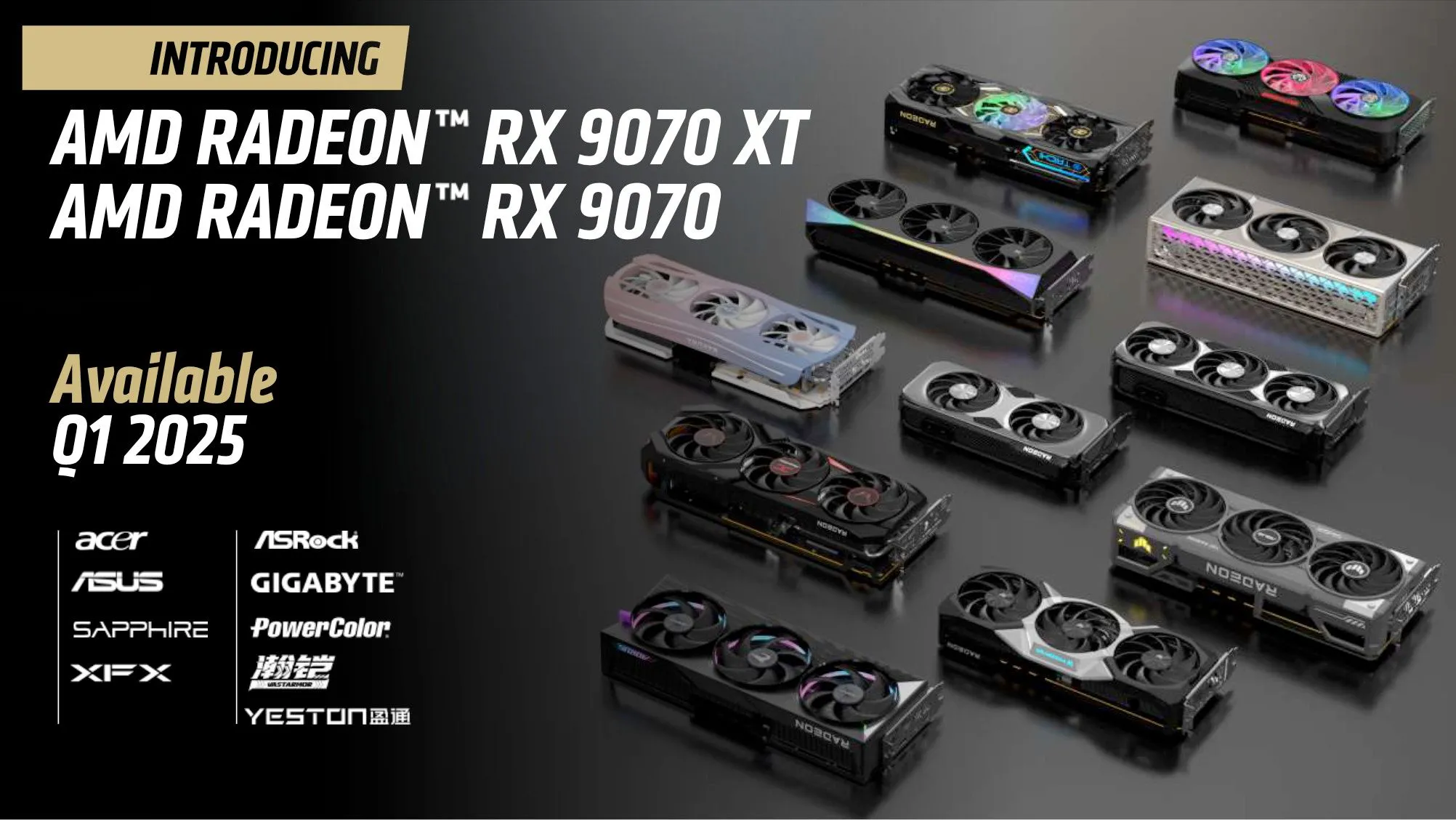 Hình ảnh các GPU kiến trúc AMD RDNA 4 trên slide trình chiếu, hé lộ thiết kế và khả năng.