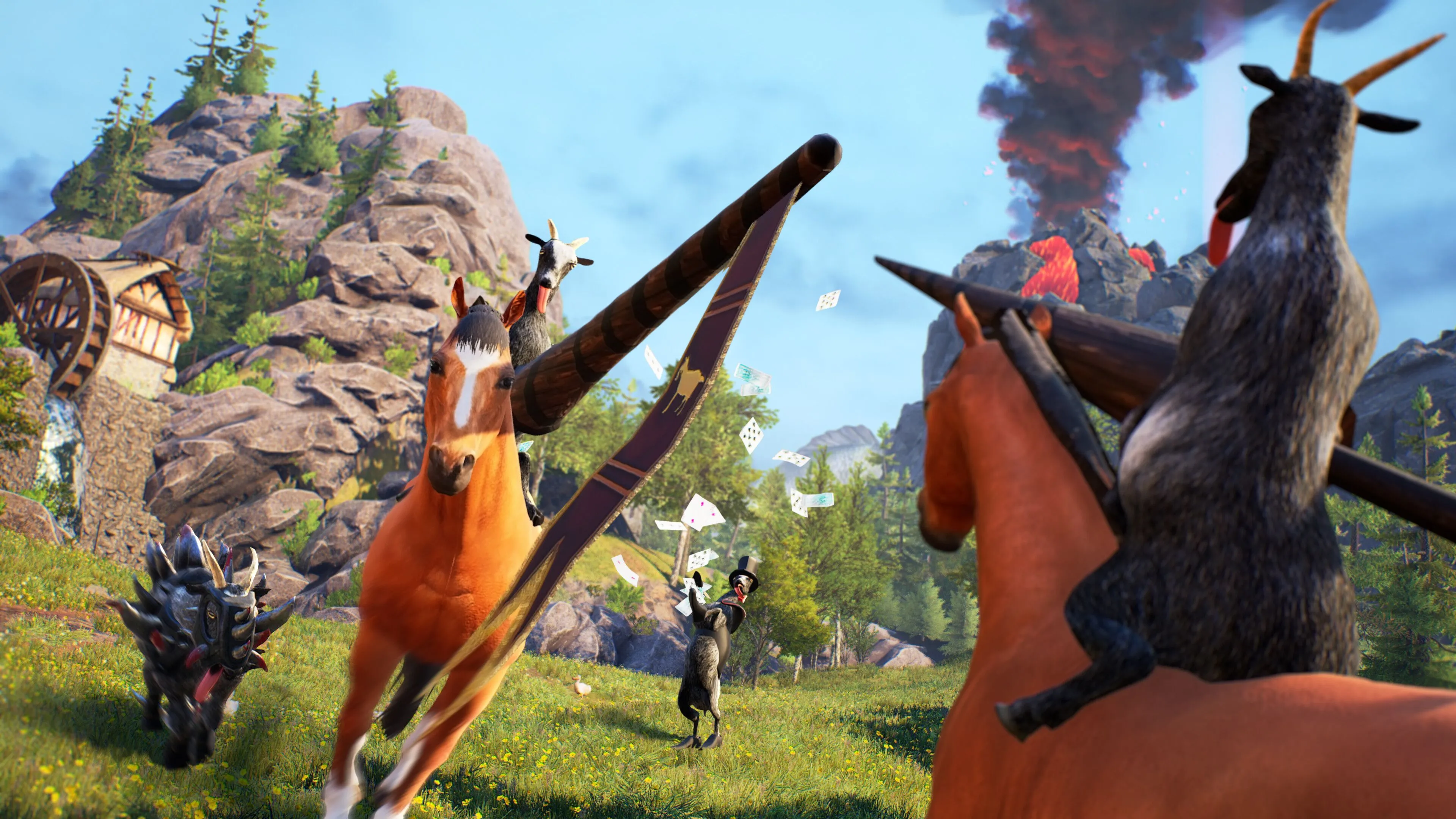 Hình ảnh chú dê trong Goat Simulator Remastered, tựa game giả lập động vật độc đáo đã tạo nên một thể loại game mới