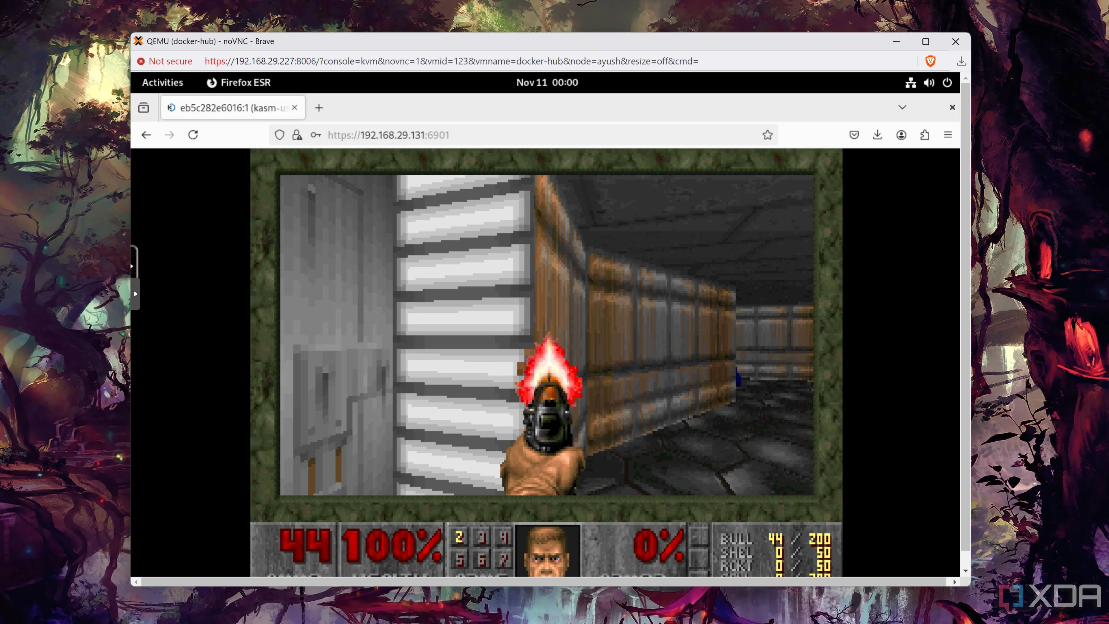 Hình ảnh game DOOM kinh điển đang chạy, biểu tượng cho khả năng tương thích trên nhiều nền tảng