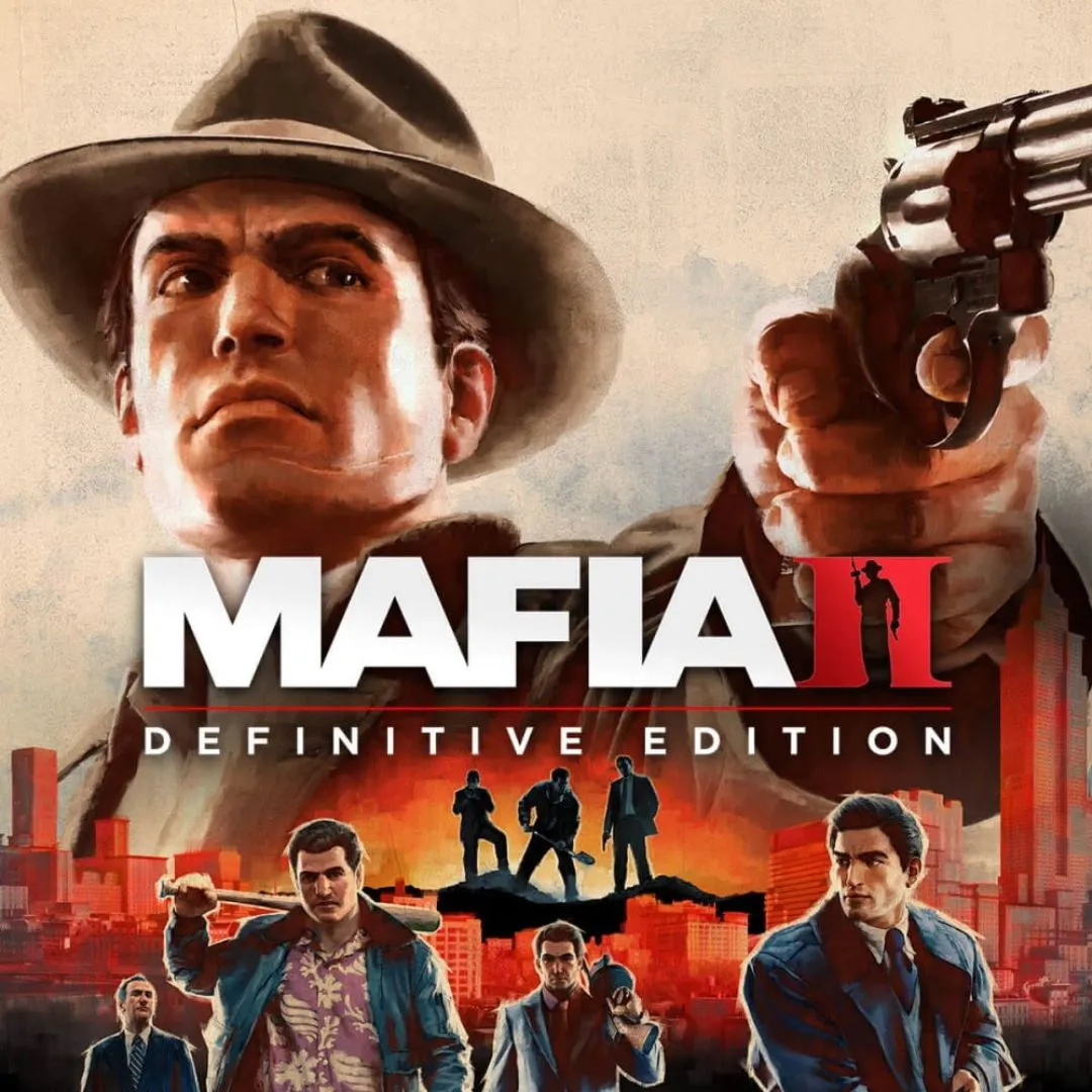 Hình ảnh game Mafia 2: Definitive Edition, bối cảnh thành phố Empire Bay phủ tuyết, thể hiện không khí tội phạm gangster cổ điển.