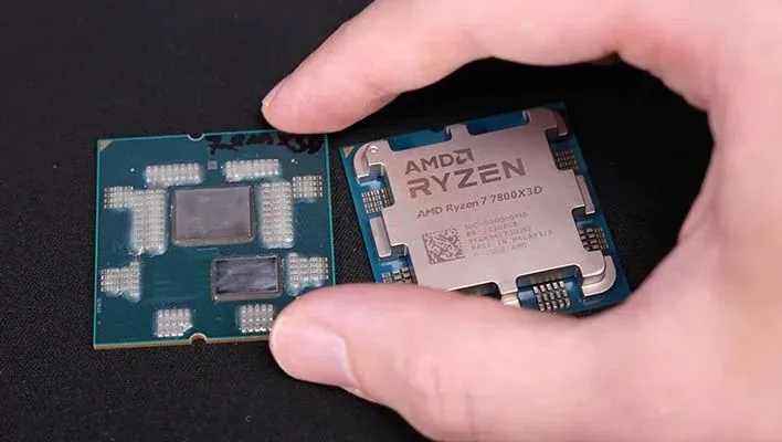Hình ảnh minh họa CPU AMD Ryzen 7 7800X3D sử dụng công nghệ chiplet và 3D V-Cache