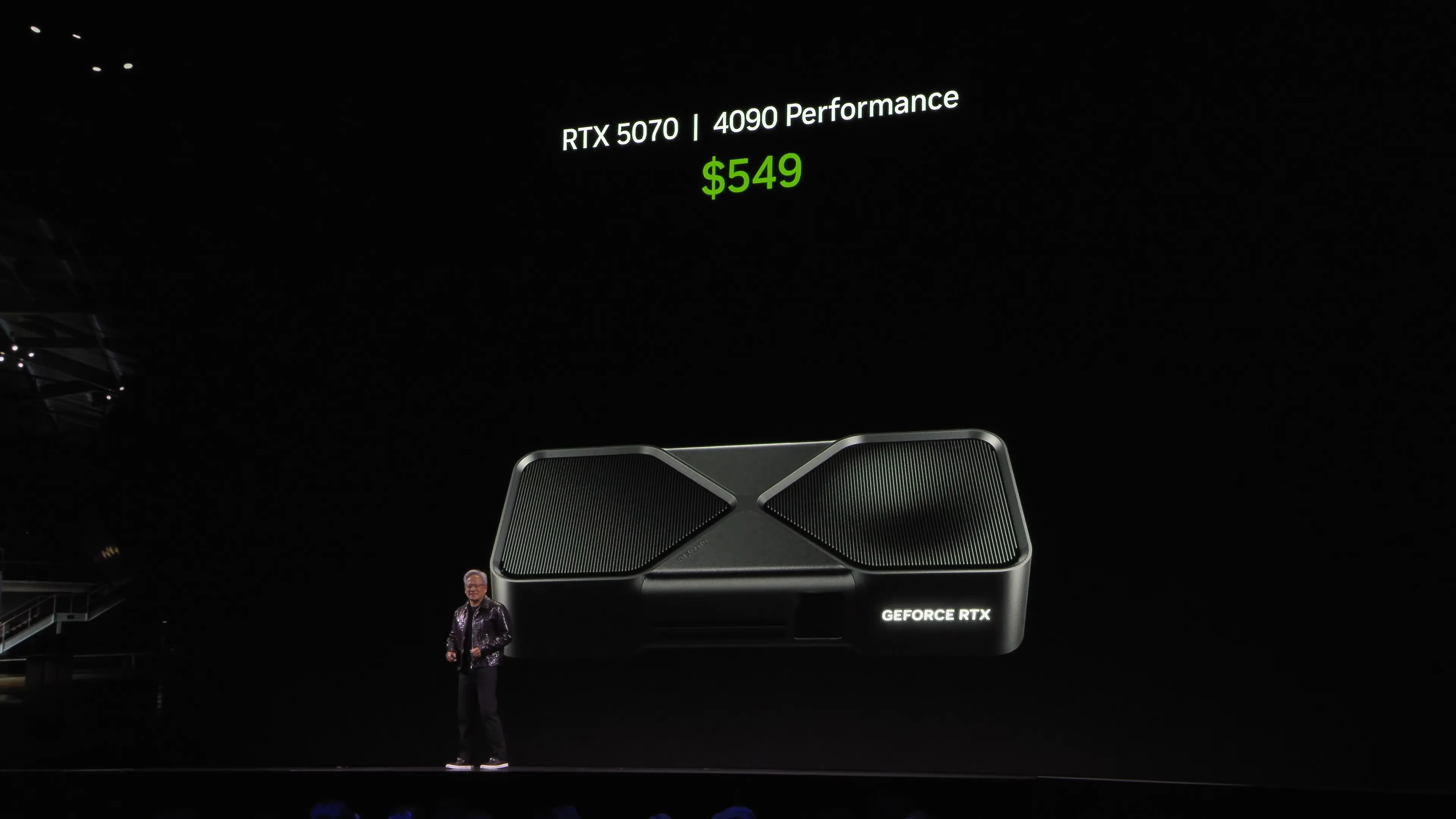 Hình ảnh mô phỏng hiệu năng dự kiến của Nvidia RTX 5070, thể hiện lợi thế công nghệ của Nvidia
