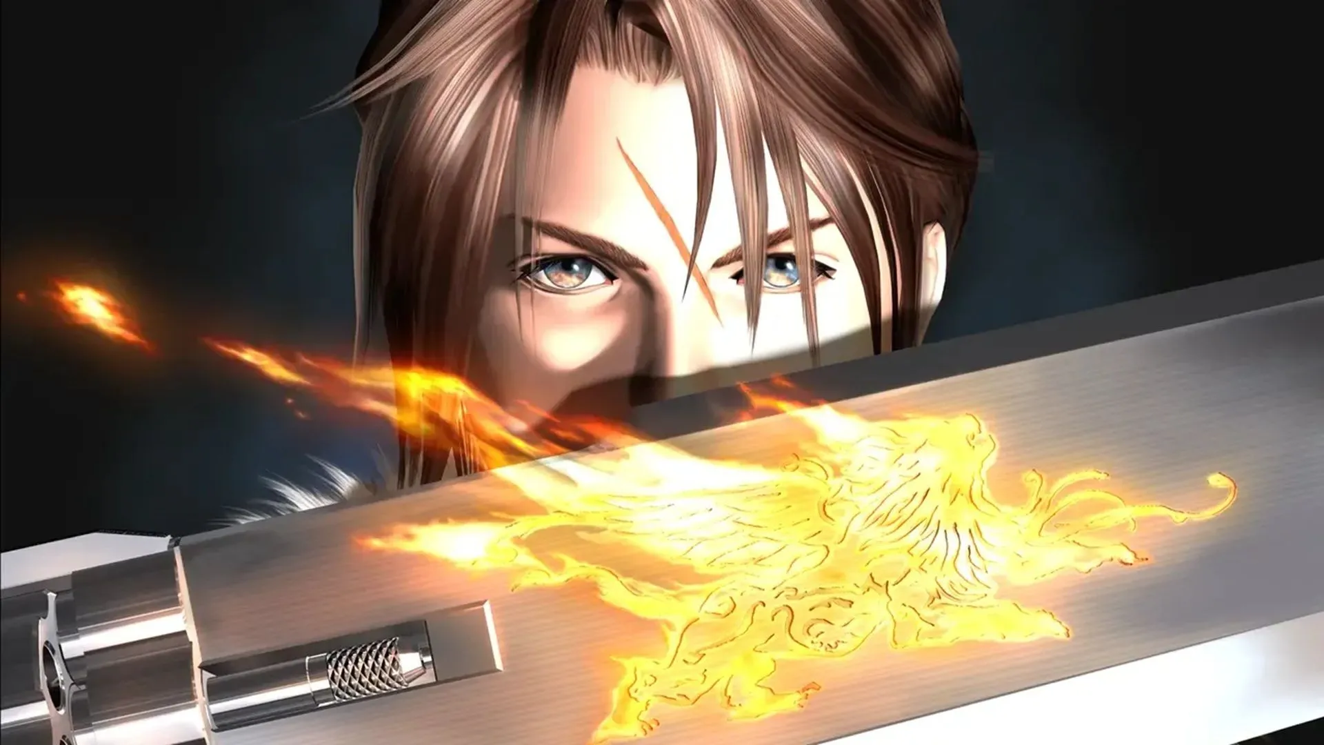 Hình ảnh nhân vật Squall Leonhart với khẩu Gunblade đặc trưng từ Final Fantasy VIII