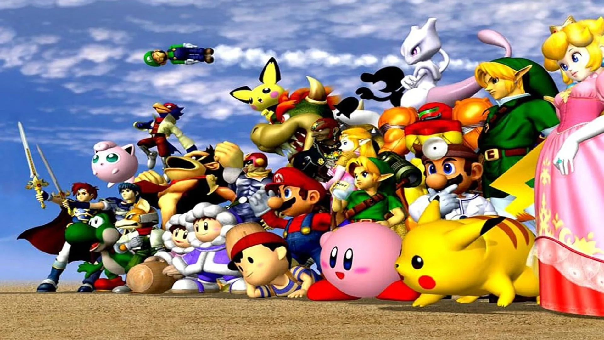 Hình ảnh quảng cáo các nhân vật trong game đối kháng Super Smash Bros. Melee của Nintendo GameCube