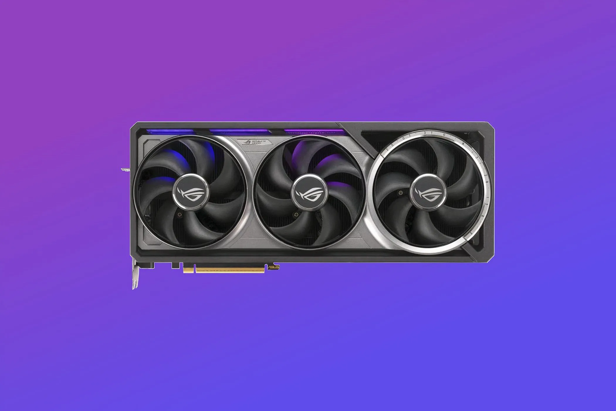 Hình ảnh render card ASUS ROG Astral GeForce RTX 5080 OC nổi bật với thiết kế hầm hố và hệ thống tản nhiệt 4 quạt