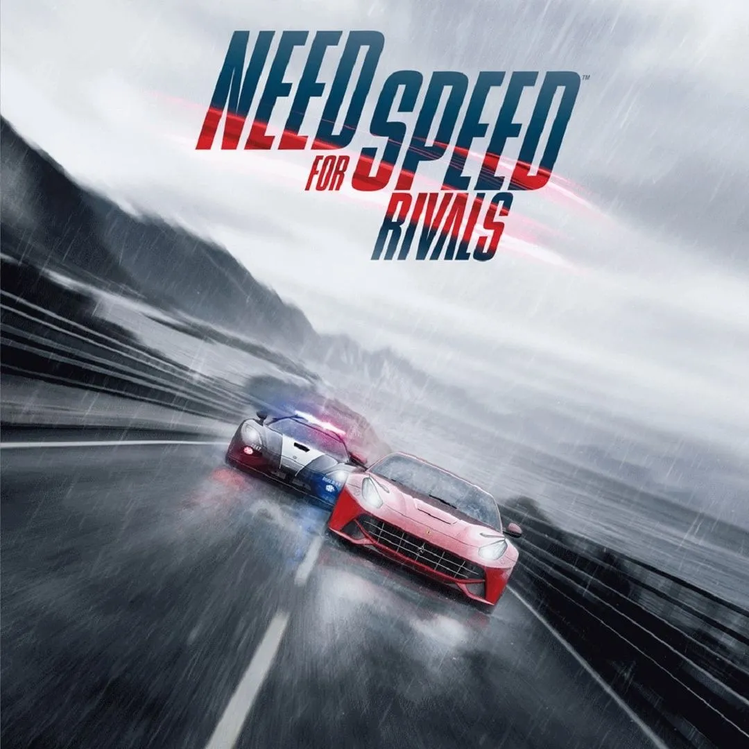 Hình ảnh sản phẩm game Need for Speed Rivals với xe cảnh sát và xe đua trên đường cao tốc