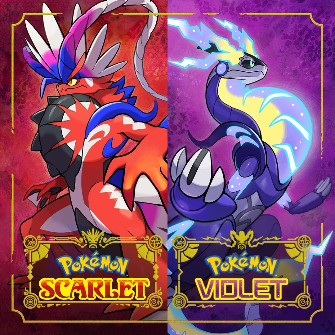 Hình ảnh sản phẩm Pokémon Scarlet và Violet với Koraidon và Miraidon