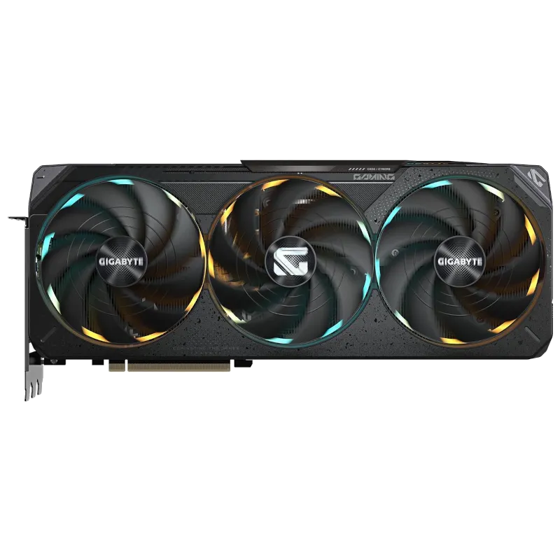 Hình ảnh thực tế card Gigabyte Gaming GeForce RTX 5080 OC thể hiện kích thước và thiết kế