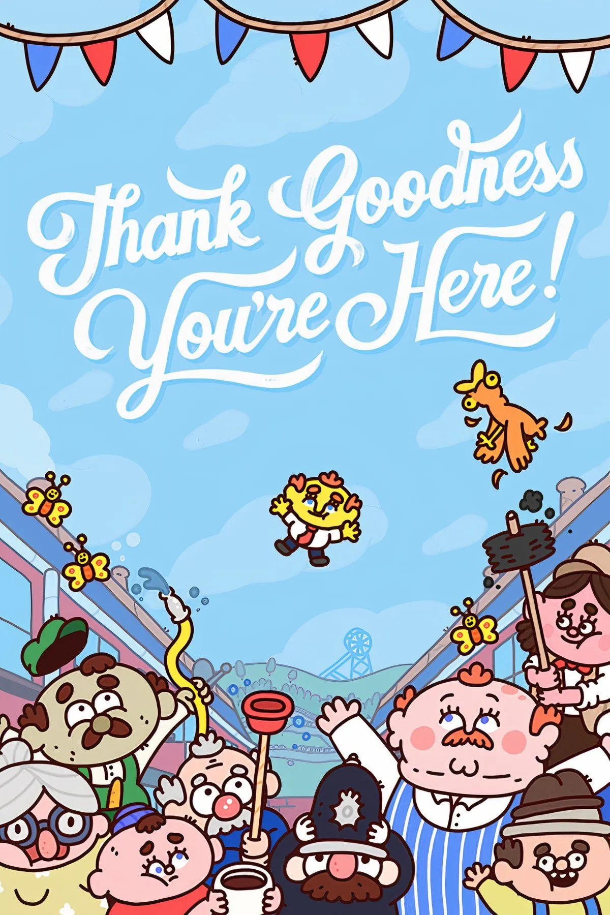 Hình ảnh từ Thank Goodness You're Here! với phong cách hoạt hình độc đáo