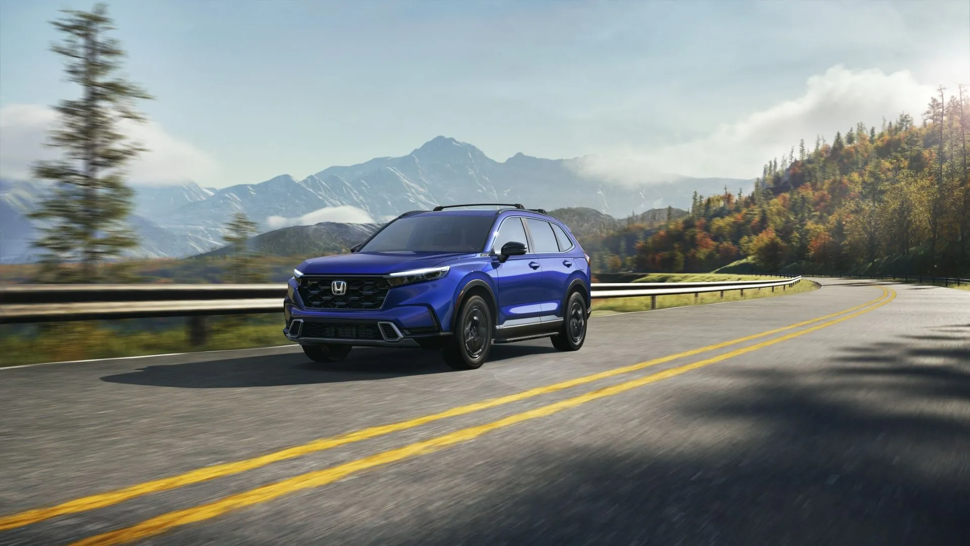 Honda CR-V Sport Touring 2026 đang di chuyển, biểu tượng cho độ tin cậy và sự thoải mái của SUV Honda.