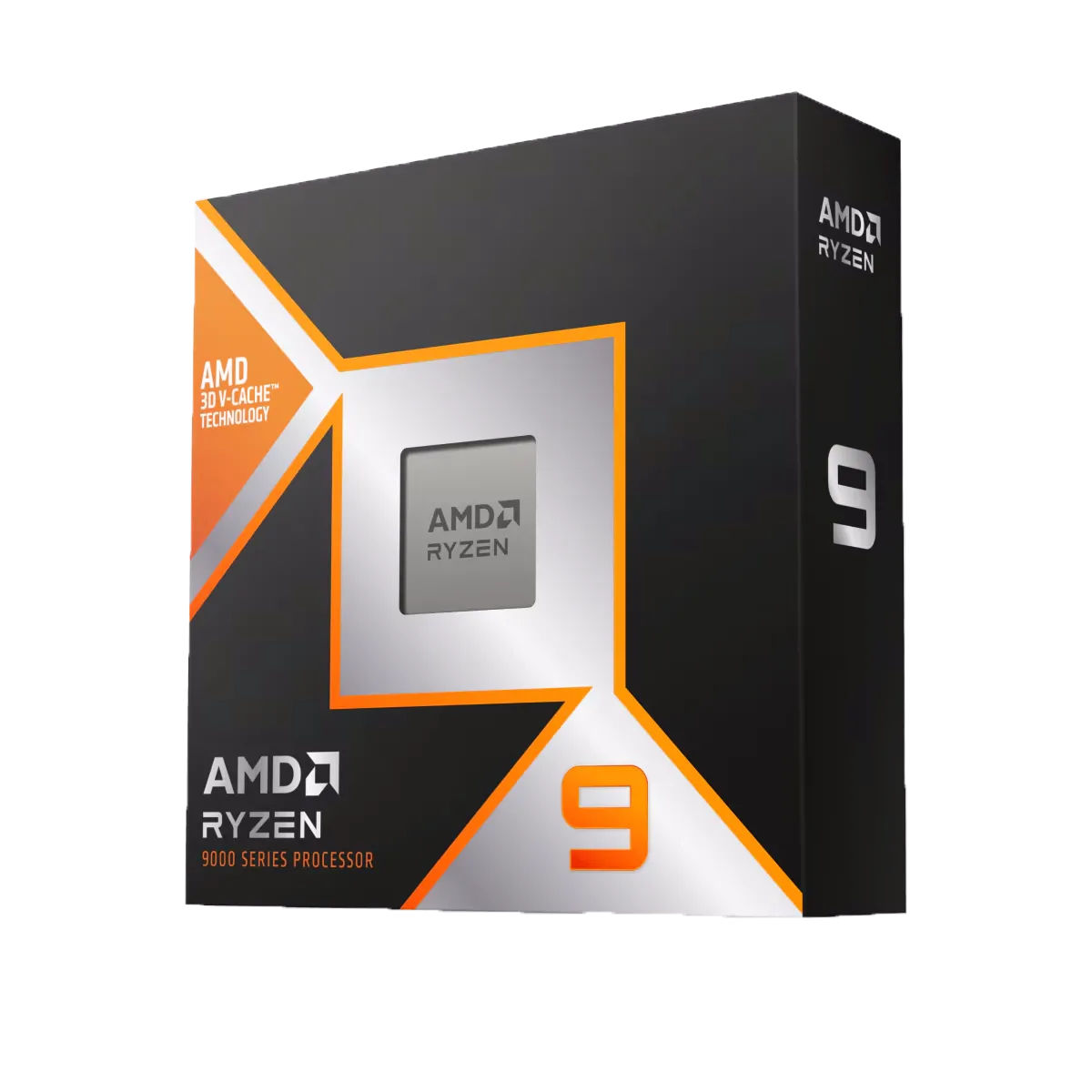 Hộp sản phẩm CPU AMD Ryzen 9 9950X3D với logo và thông số cơ bản