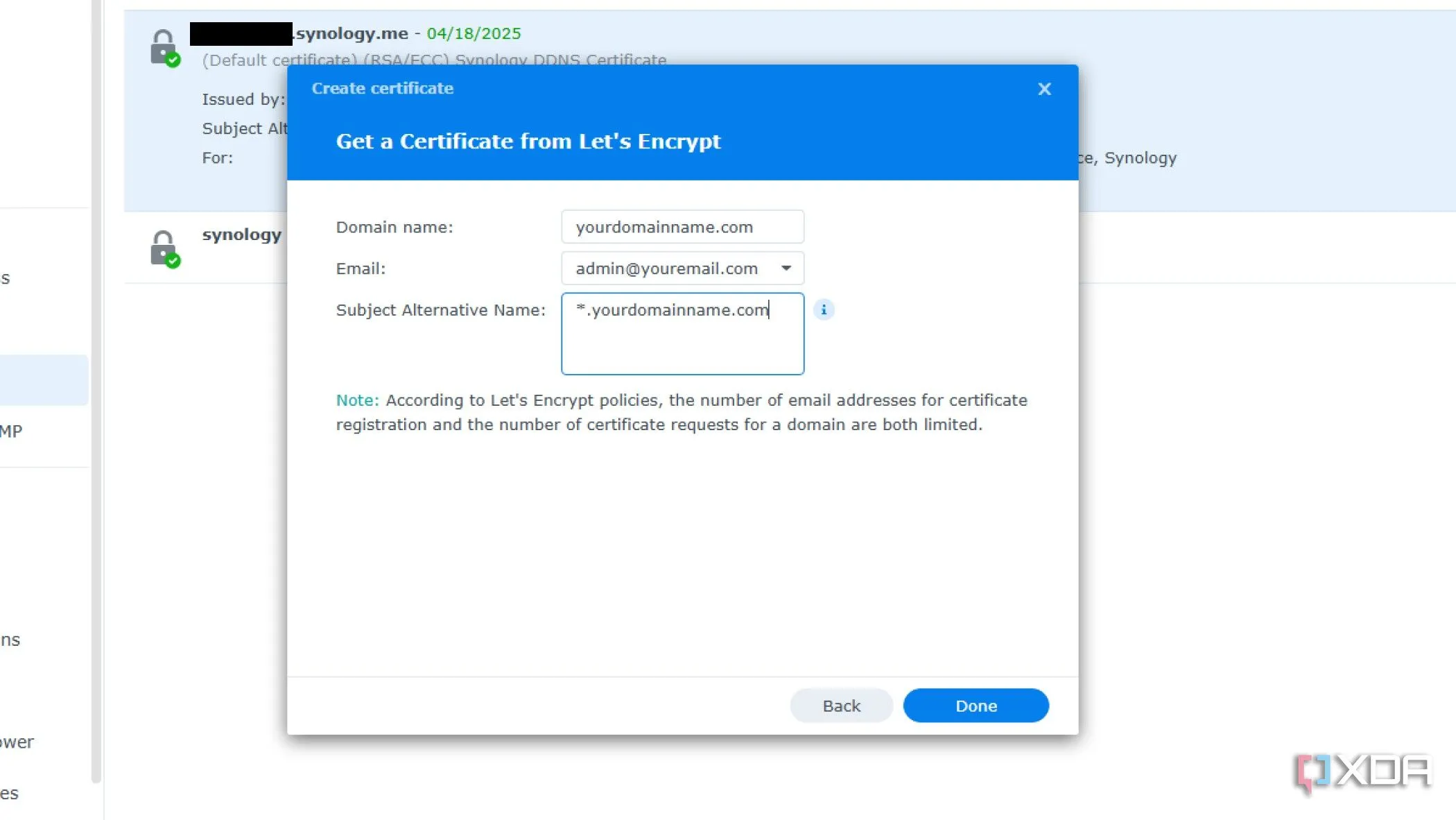 Hướng dẫn điền thông tin cho chứng chỉ SSL Wildcard trên Synology NAS