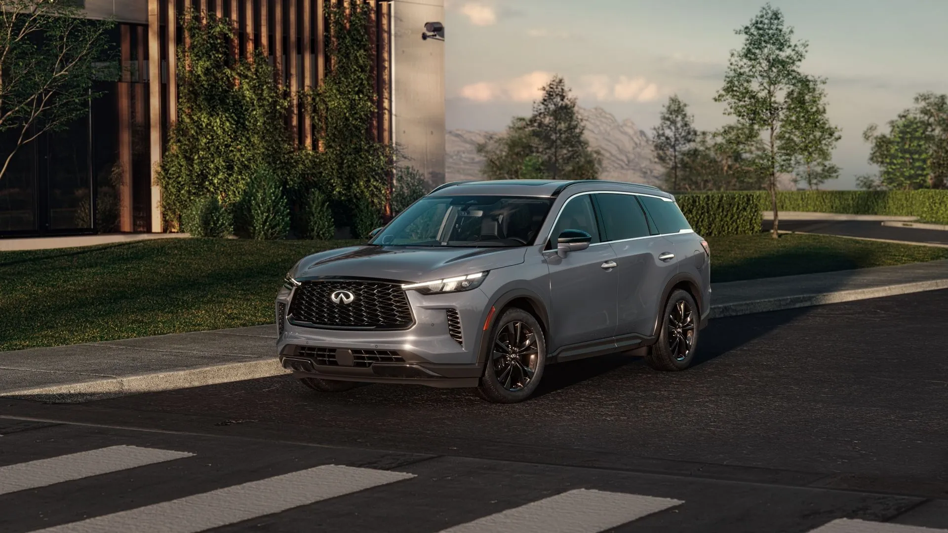 Infiniti QX60 2025 màu trắng tinh tế, một mẫu SUV 3 hàng ghế hạng sang với thiết kế thanh lịch và tiện nghi