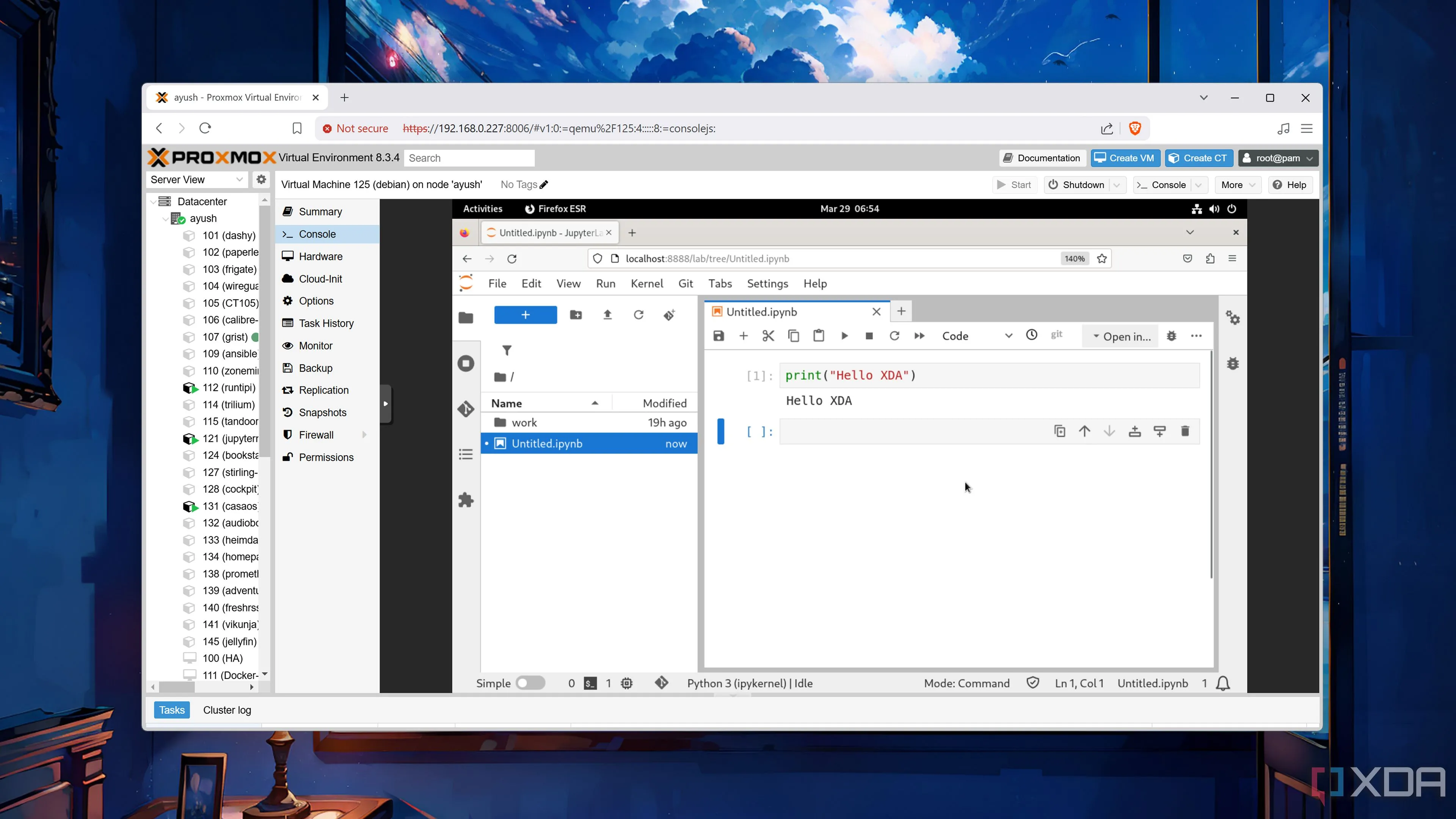 Jupyter Notebook chạy trong Proxmox VM, đại diện cho các giải pháp self-hosted phức tạp.