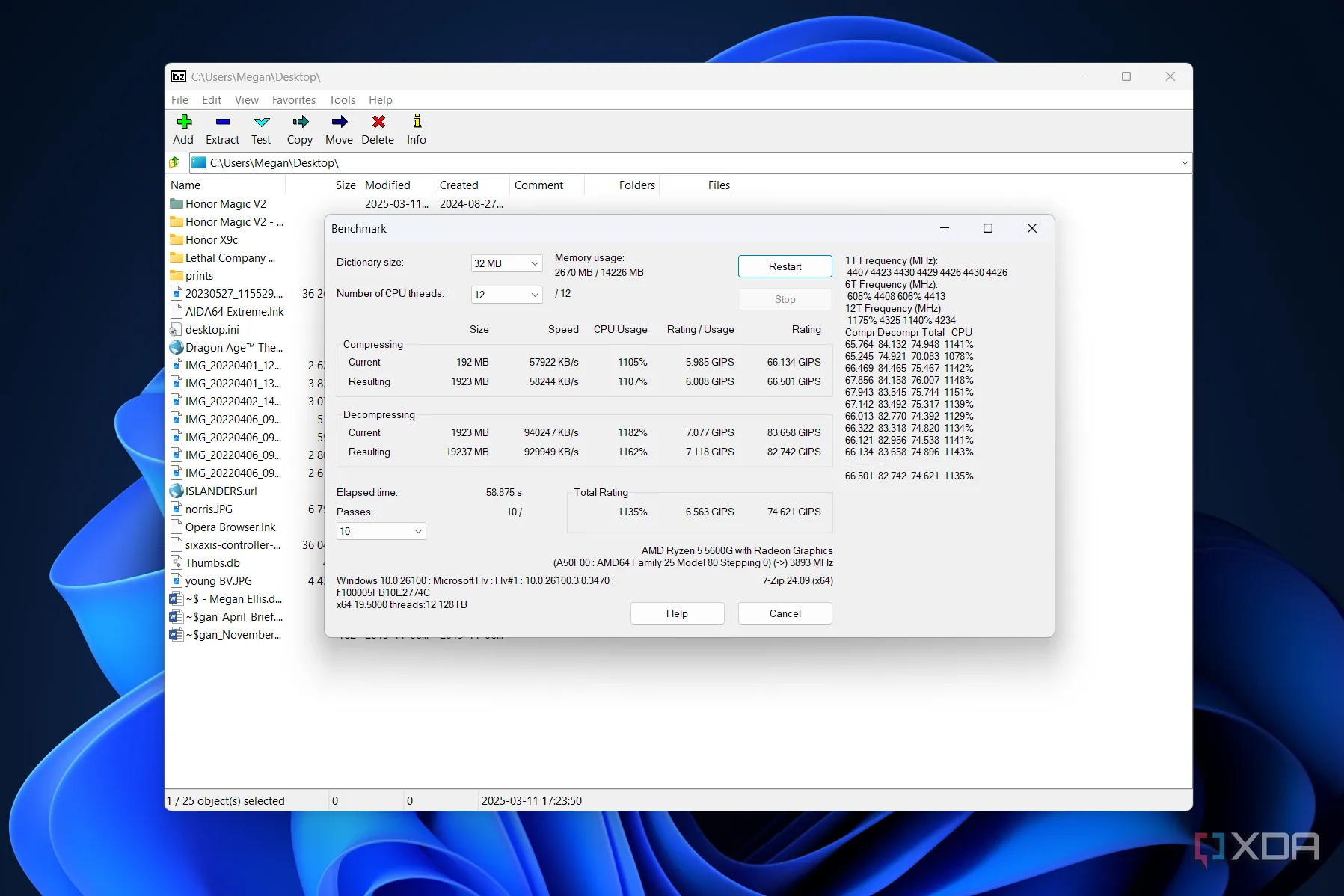 Kết quả benchmark tốc độ nén và giải nén của 7-Zip, thể hiện hiệu suất vượt trội