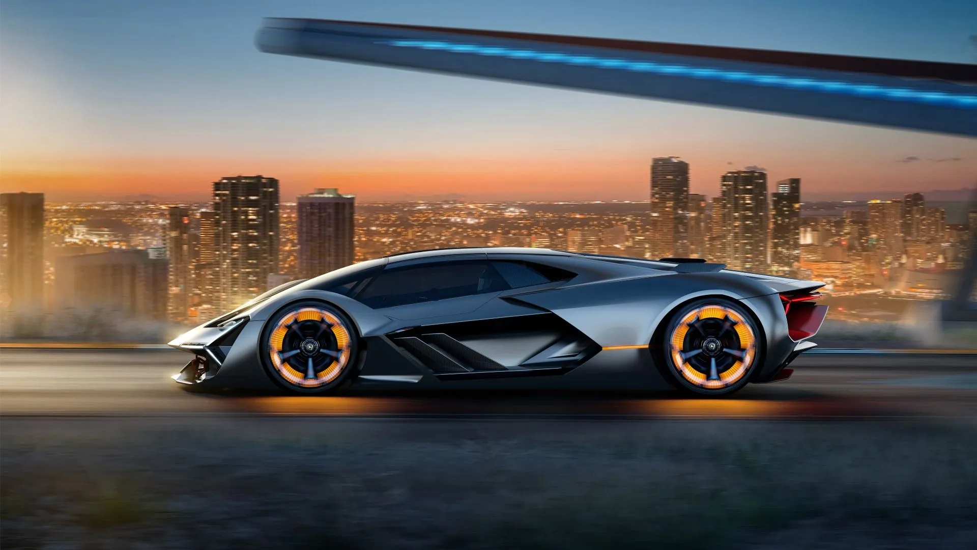 Lamborghini Terzo Millennio 2017, siêu xe điện concept với thân xe tự phục hồi và động cơ trong bánh xe.