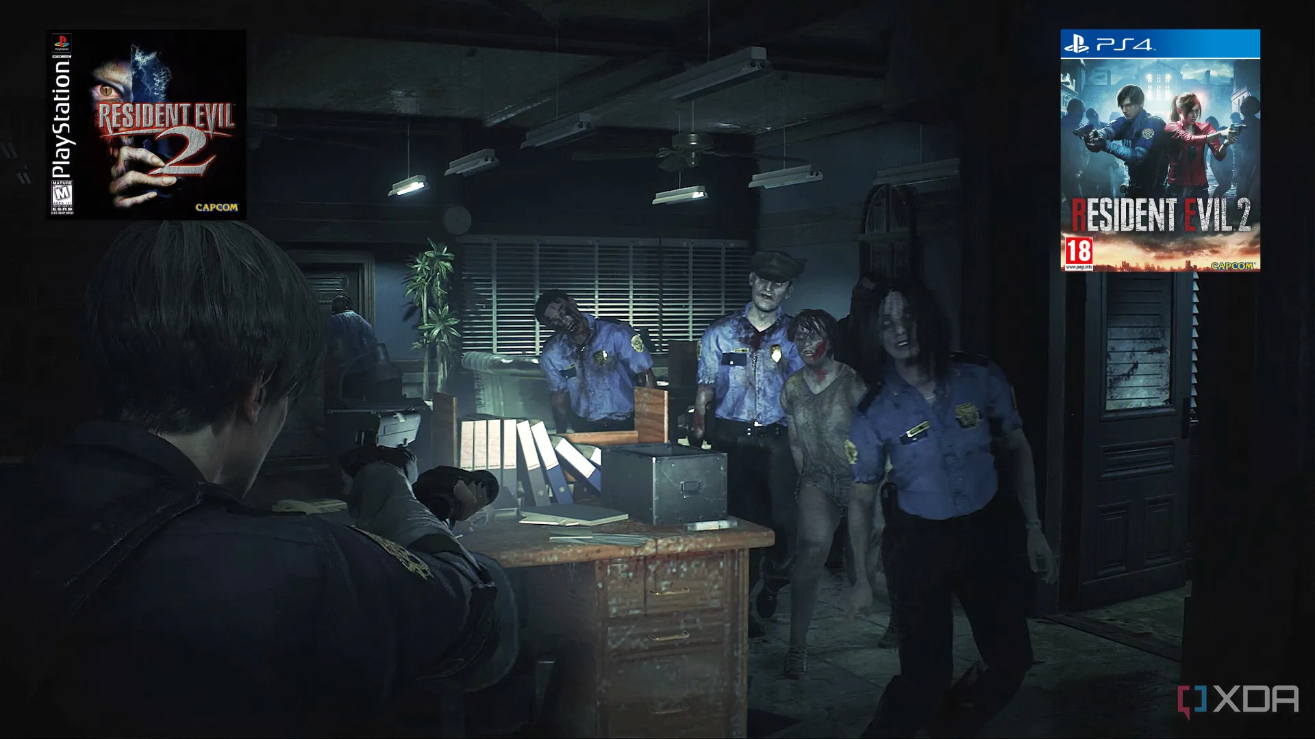 Leon S. Kennedy chiến đấu với zombie trong Resident Evil 2 Remake