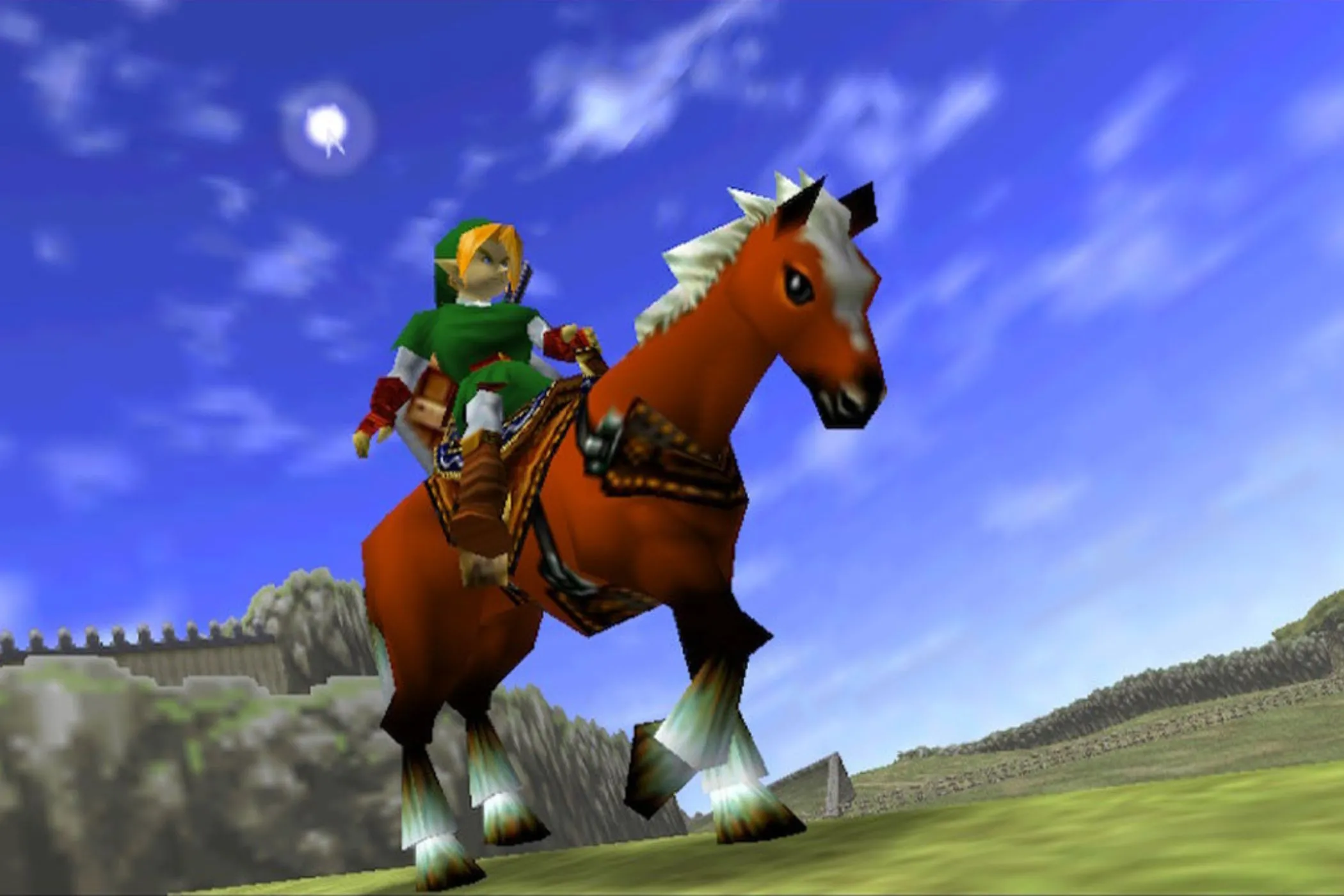 Link và Epona trong The Legend of Zelda: Ocarina of Time, tựa game đã định hình cơ chế khóa mục tiêu (Z-Targeting) trong game 3D.