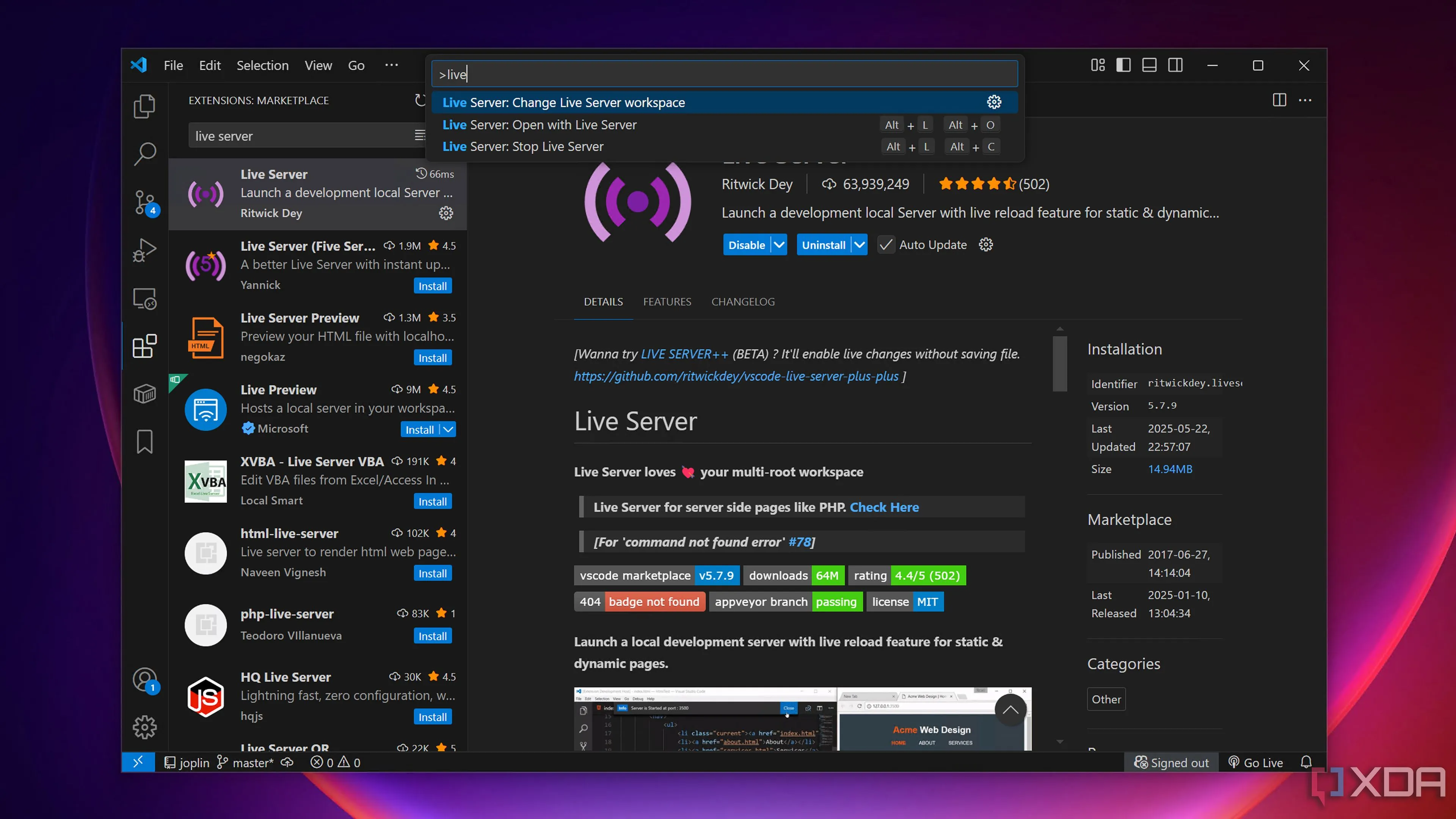 Live Server giúp xem trước website theo thời gian thực khi lập trình web