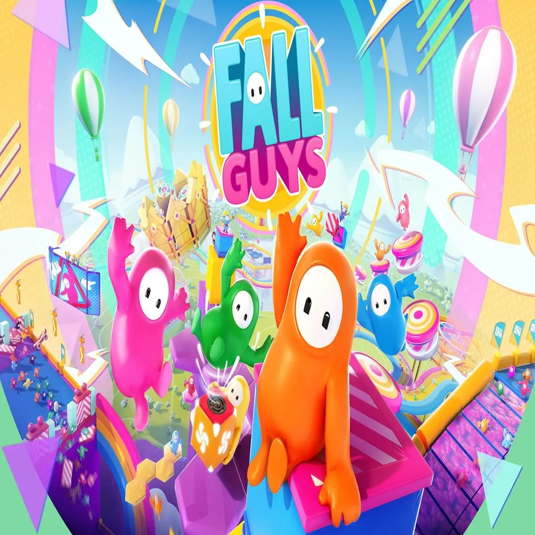 Logo game Fall Guys với các nhân vật hình hạt đậu ngộ nghĩnh