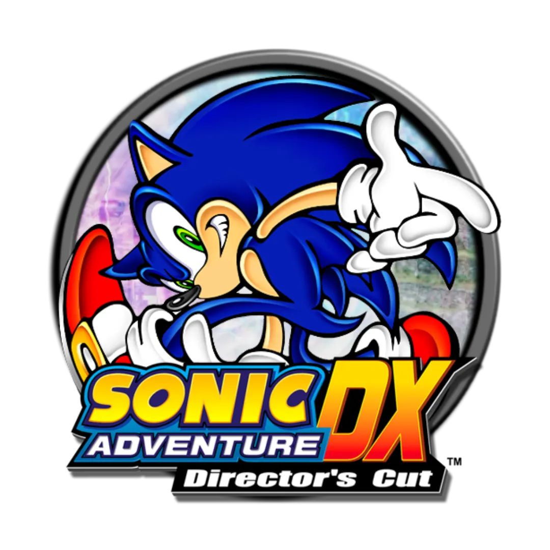 Logo game Sonic Adventure DX trên nền xanh đặc trưng, biểu tượng của bản port PC gặp nhiều tranh cãi.