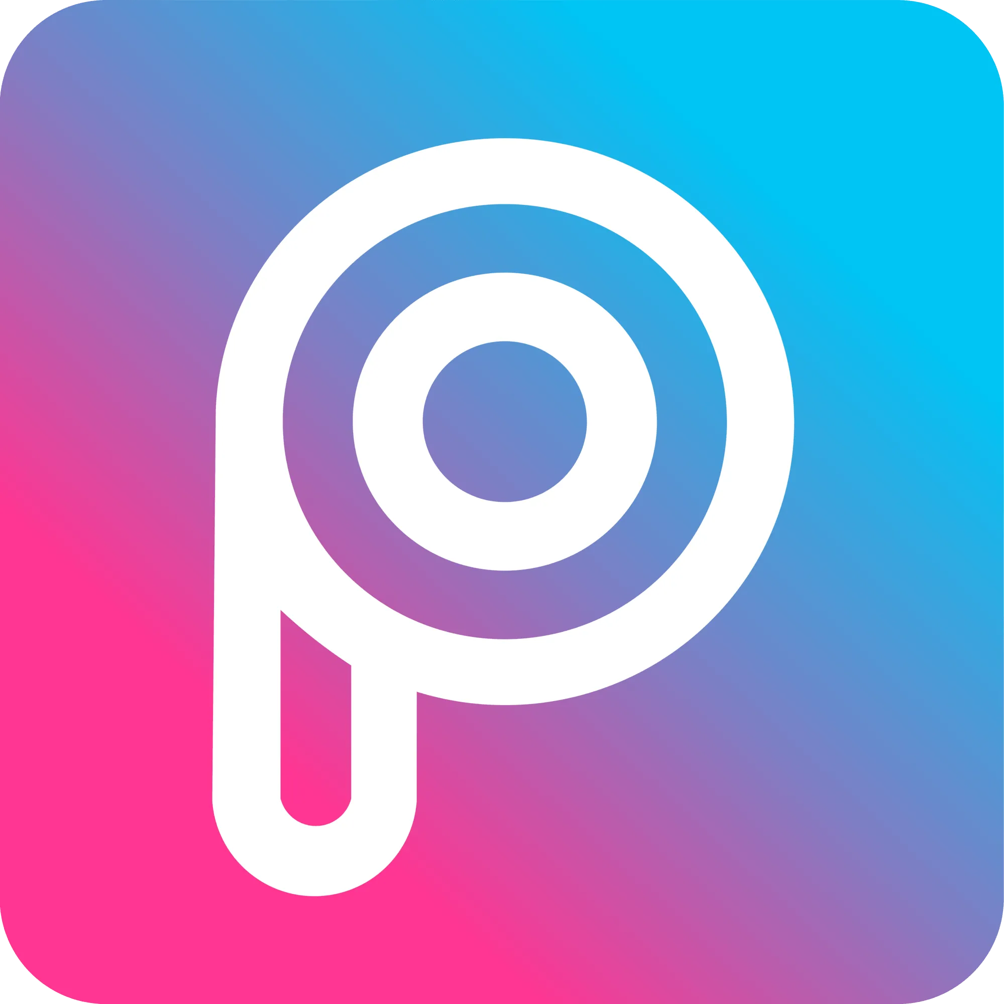 Logo Picsart với biểu tượng chữ P đơn giản, đại diện ứng dụng chỉnh sửa ảnh và thiết kế