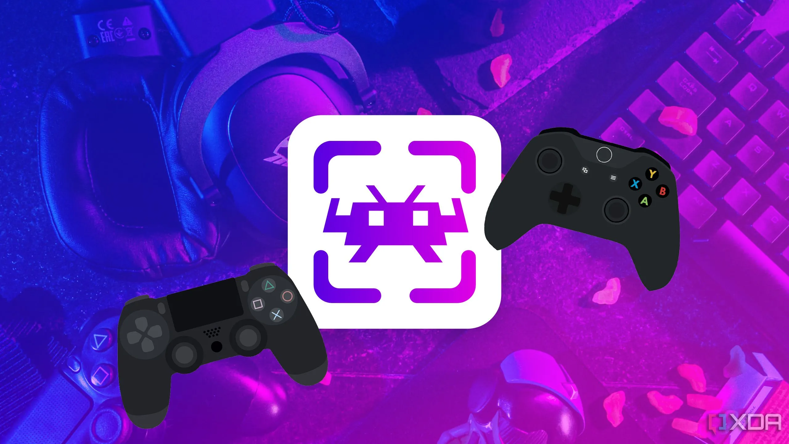 Logo RetroArch với hai tay cầm chơi game, minh họa phần mềm quản lý giả lập phổ biến