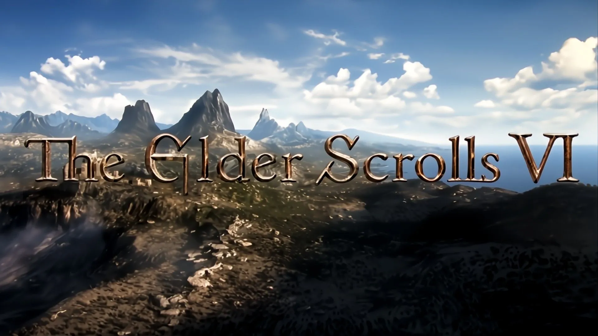 Logo The Elder Scrolls VI trên khung cảnh một thế giới giả tưởng, tượng trưng cho cơ hội sáng tạo NPC độc đáo.