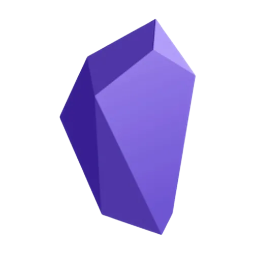 Logo ứng dụng ghi chú Obsidian, thể hiện biểu tượng màu tím đặc trưng