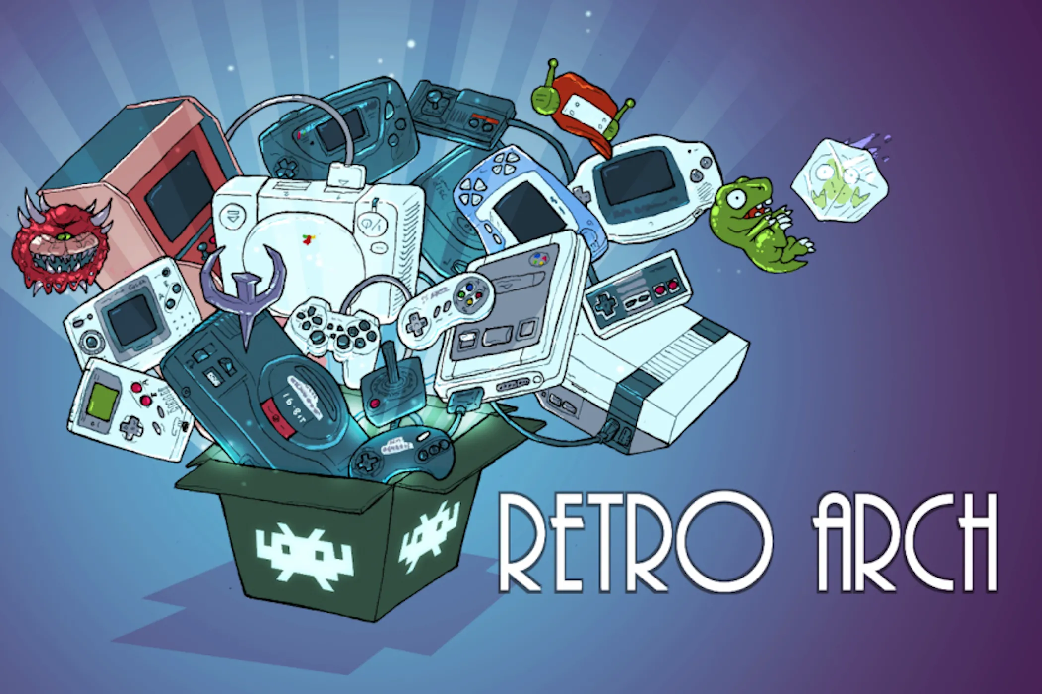 Logo và hình ảnh minh họa phần mềm giả lập đa năng RetroArch